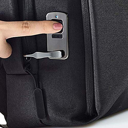 UK PLUS Smart Fingerprint Lock Charging Backpack, Anti-Theft Biometric Secure Lock Laptop Bag with External USB Charger, Water Resistant Travel, Business, or Back-to-School Backpack For Men and Women