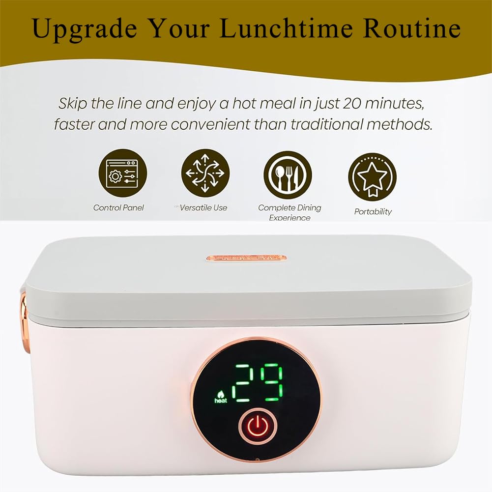 TsoLay Electric Lunch Box, Portable Food Heaters Lunch Warmer, 1L Capacity USB Rechargeable Portable Food Warmer Lunch Heater with Removable Stainless Steel Container, for Office Travel Car