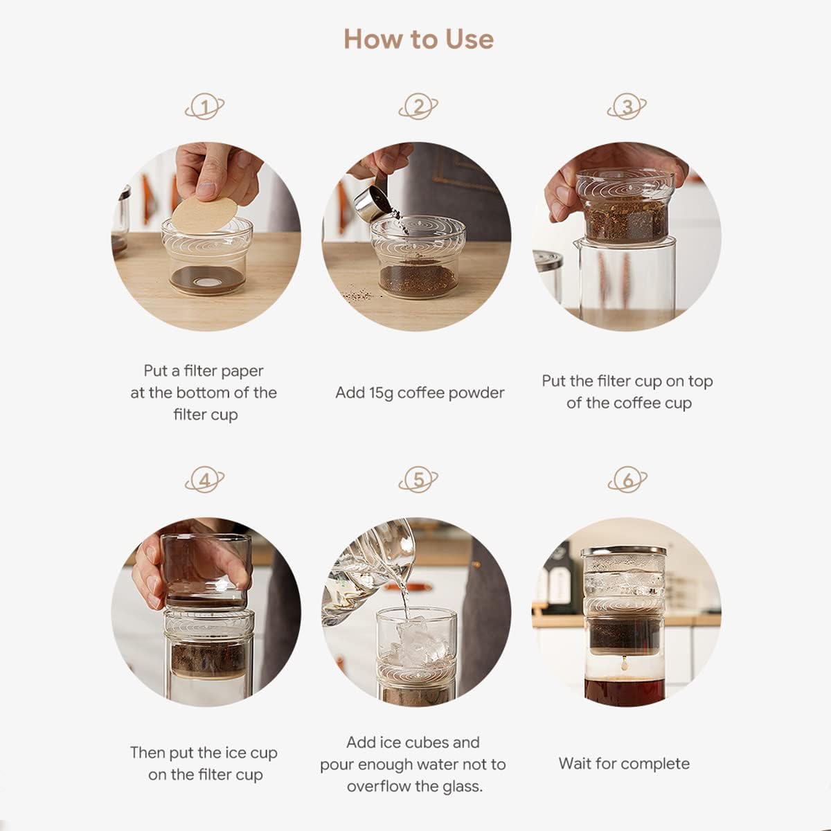 Recafimil 2-in-1 Cold Brew Coffee Dripper 300ml Detachable Glass with Stainless Steel Filter for Home and Office