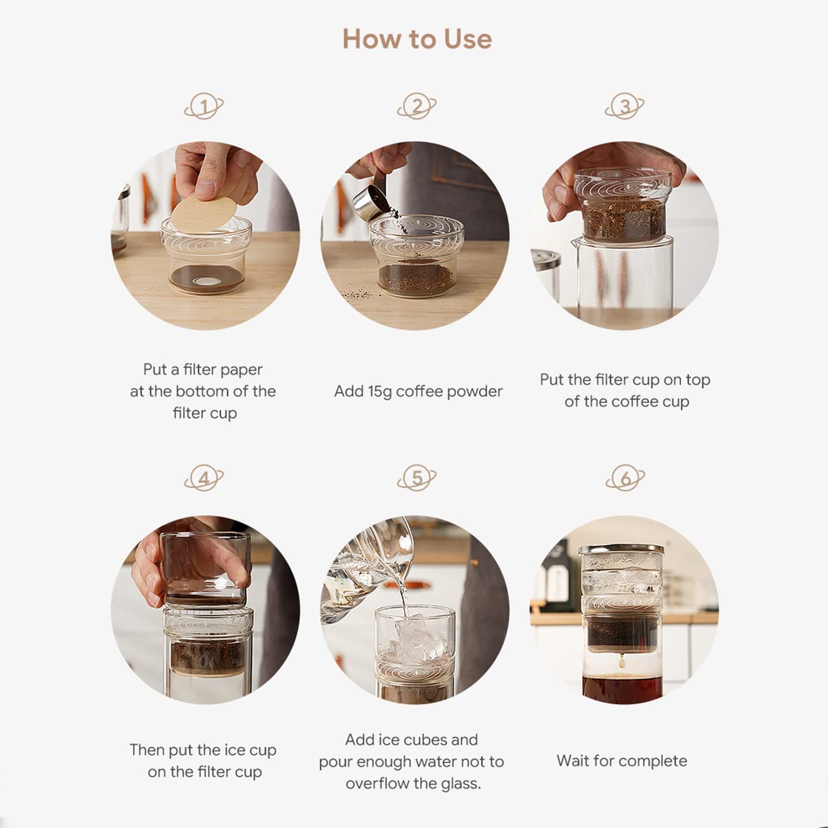Recafimil 2-in-1 Cold Brew Coffee Dripper 300ml Detachable Glass with Stainless Steel Filter for Home and Office