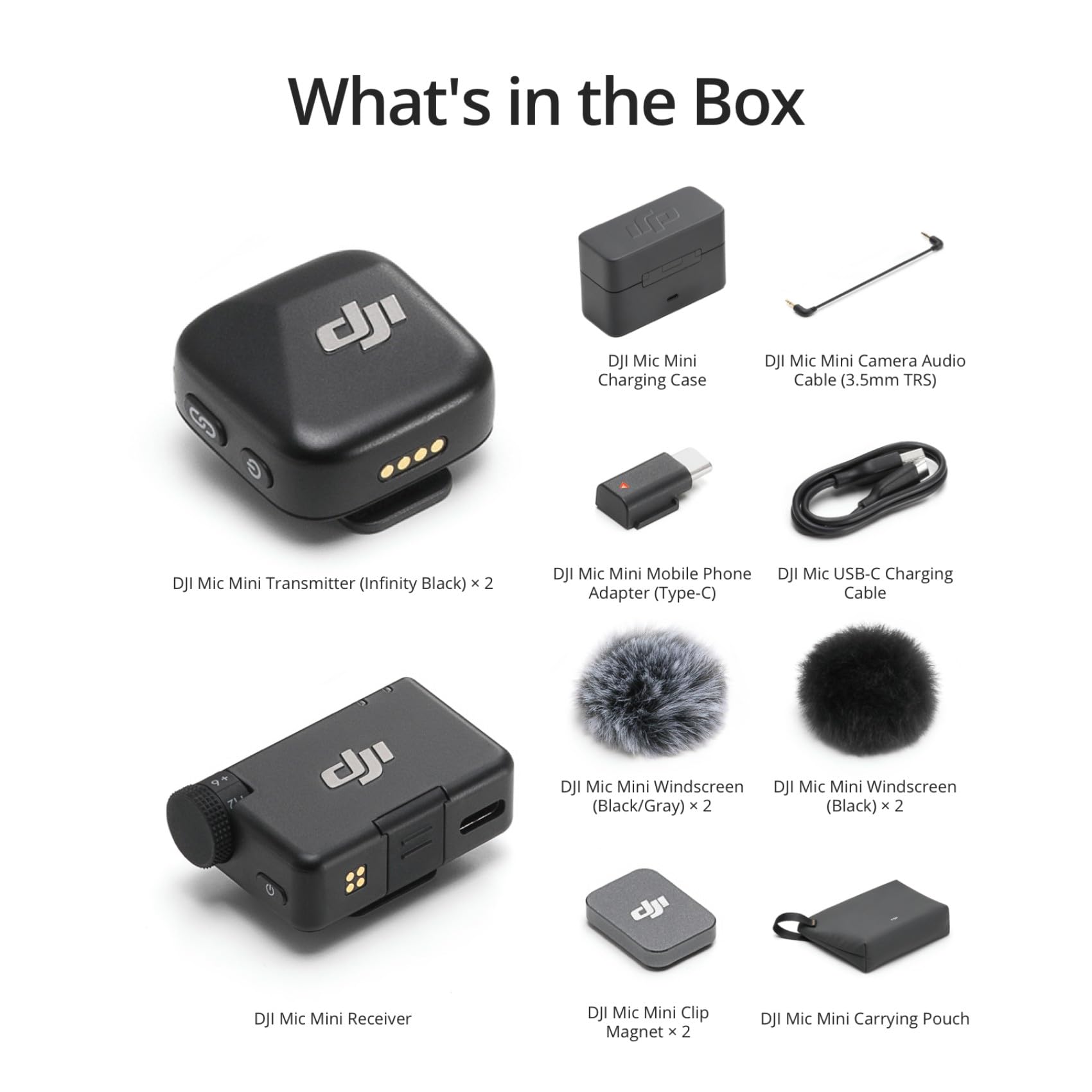 DJI ميكروفون صغير (1TX+1RX)، خفيف للغاية، صوت غني بالتفاصيل، الغاء الضوضاء، تحديد تلقائي، ميكروفون لاسلكي للكاميرا/ايفون/اندرويد، مدونة فيديو، نقل 400 متر - اصدار الامارات العربية المتحدة، دعم ضمان