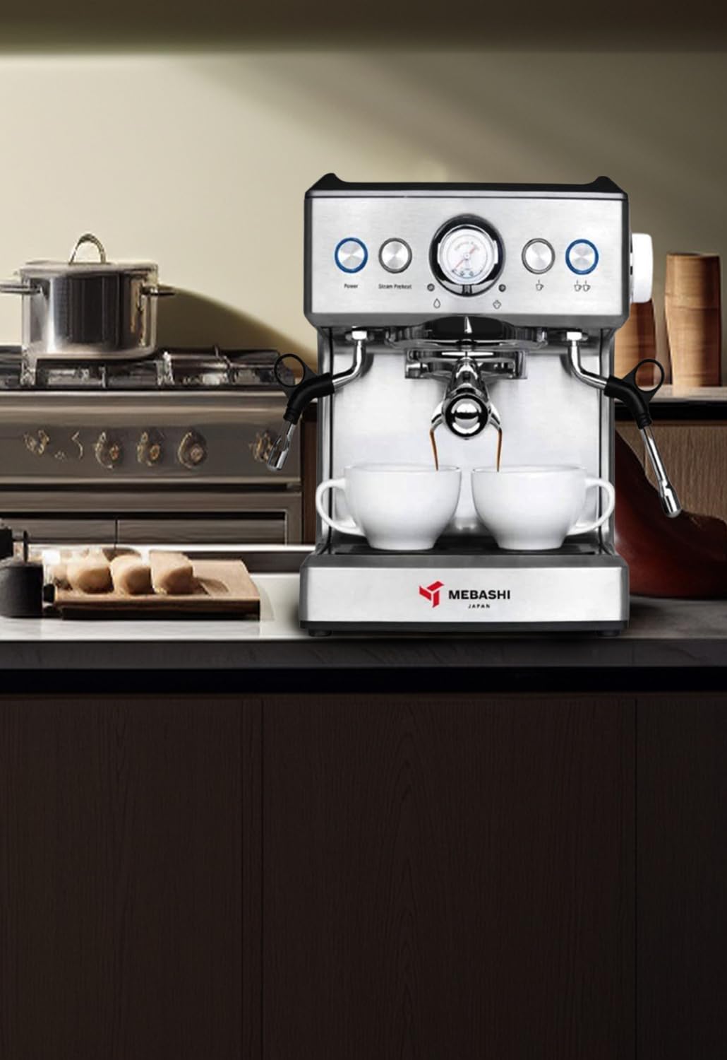 MEBASHI Commercial Coffee Machine, 2.1L Capacity, 20 Bar Pressure, (ME-CCM2051) (Black)| 1350W