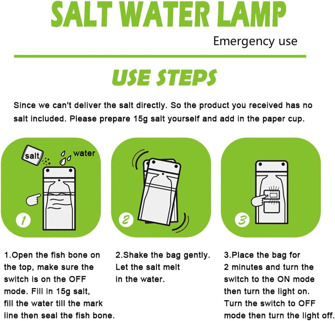 Camping LED Lights, Salt Water Emergency Lamp, White, Aluminium Magnesium Alloy, Outdoor, 1 PCS