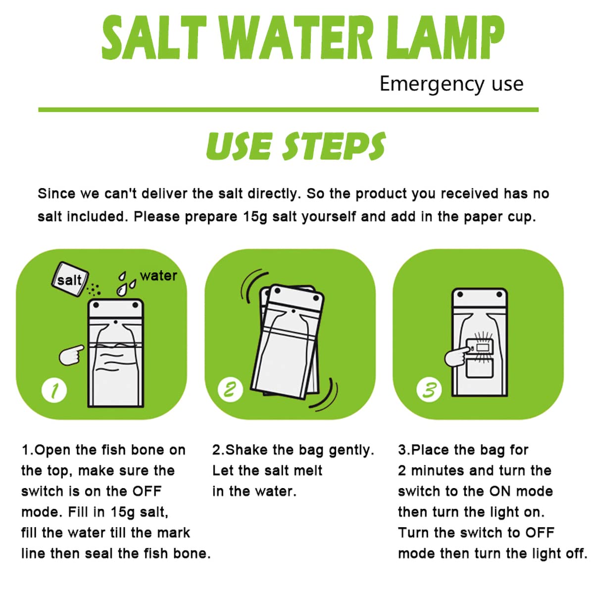 Camping LED Lights, Salt Water Emergency Lamp, White, Aluminium Magnesium Alloy, Outdoor, 1 PCS