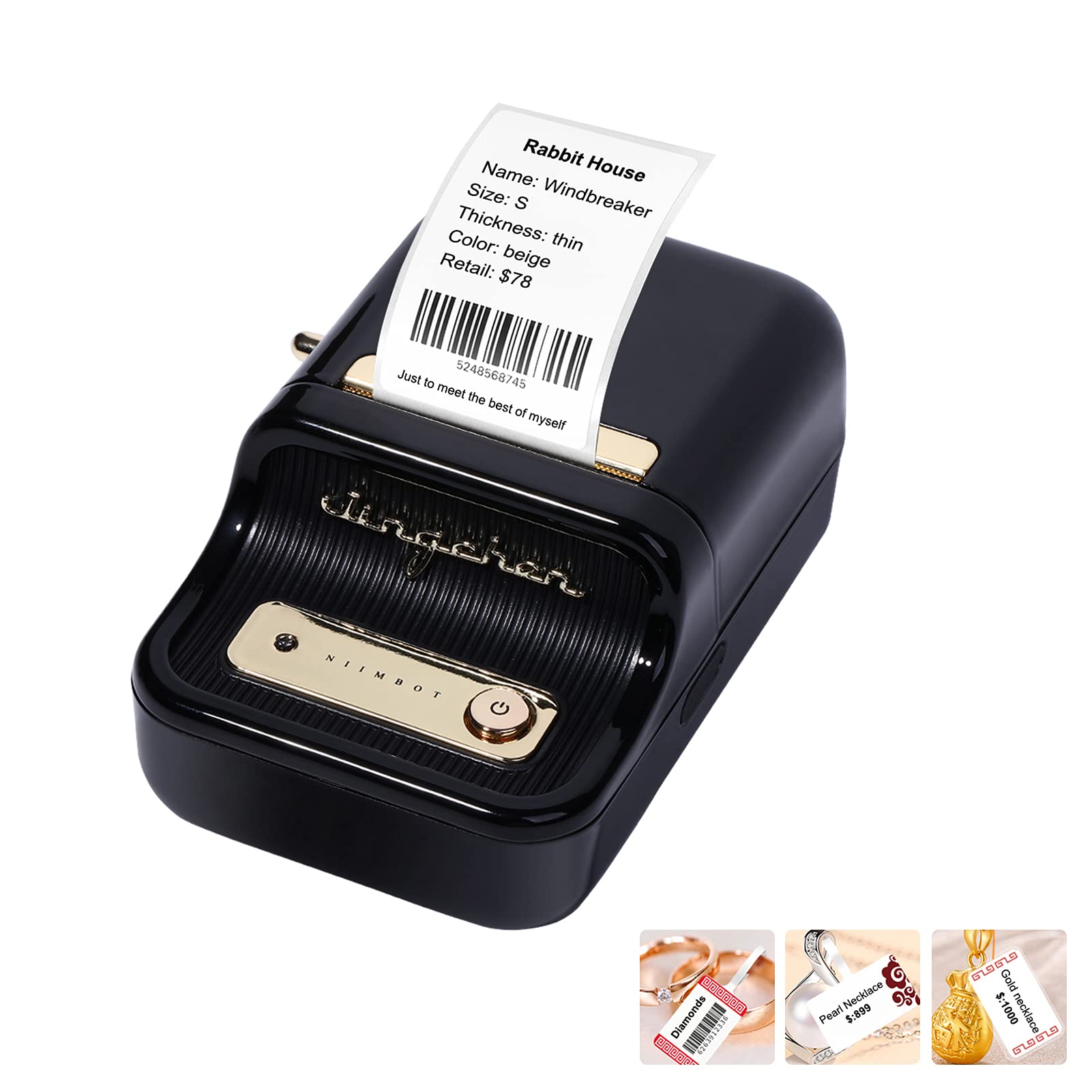 OUNA Label printer，Label Printer Portable Wireless BT Thermal Label Maker Sticker Printer with RFID Recognition Great for Supermarket Clothing Retail Store Home Labeling Barcodes Price Name Printing