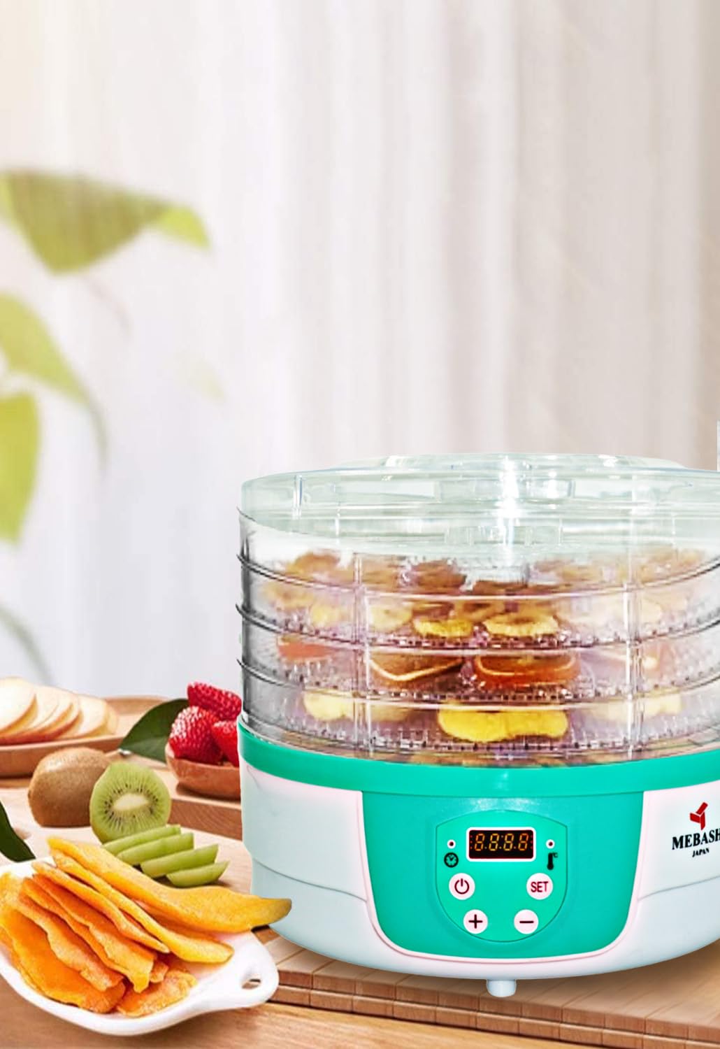 MEBASHI ME-FOD8202P Food Dehydrator, Rotatable, 5 Trays,(250W) Green (ME-FOD8202P)
