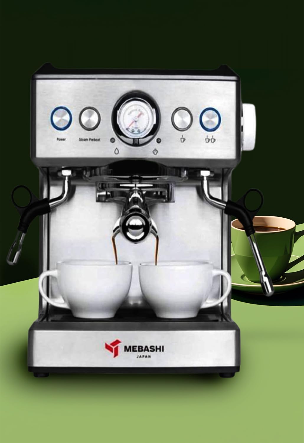 MEBASHI Commercial Coffee Machine, 2.1L Capacity, 20 Bar Pressure, (ME-CCM2051) (Black)| 1350W