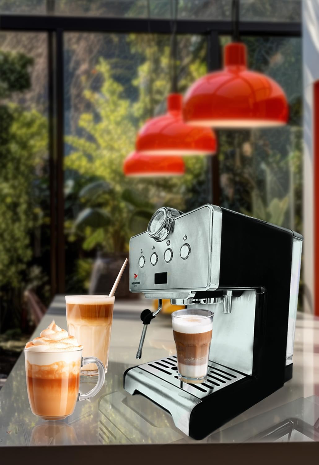 MEBASHI Espresso Coffee Machine - 15 Bar, 1.7L Capacity, Stainless Steel, Multifunction with Adjustable Brewing Time, and Professional Porta-Filter (ME-ECM2043)(1450W)