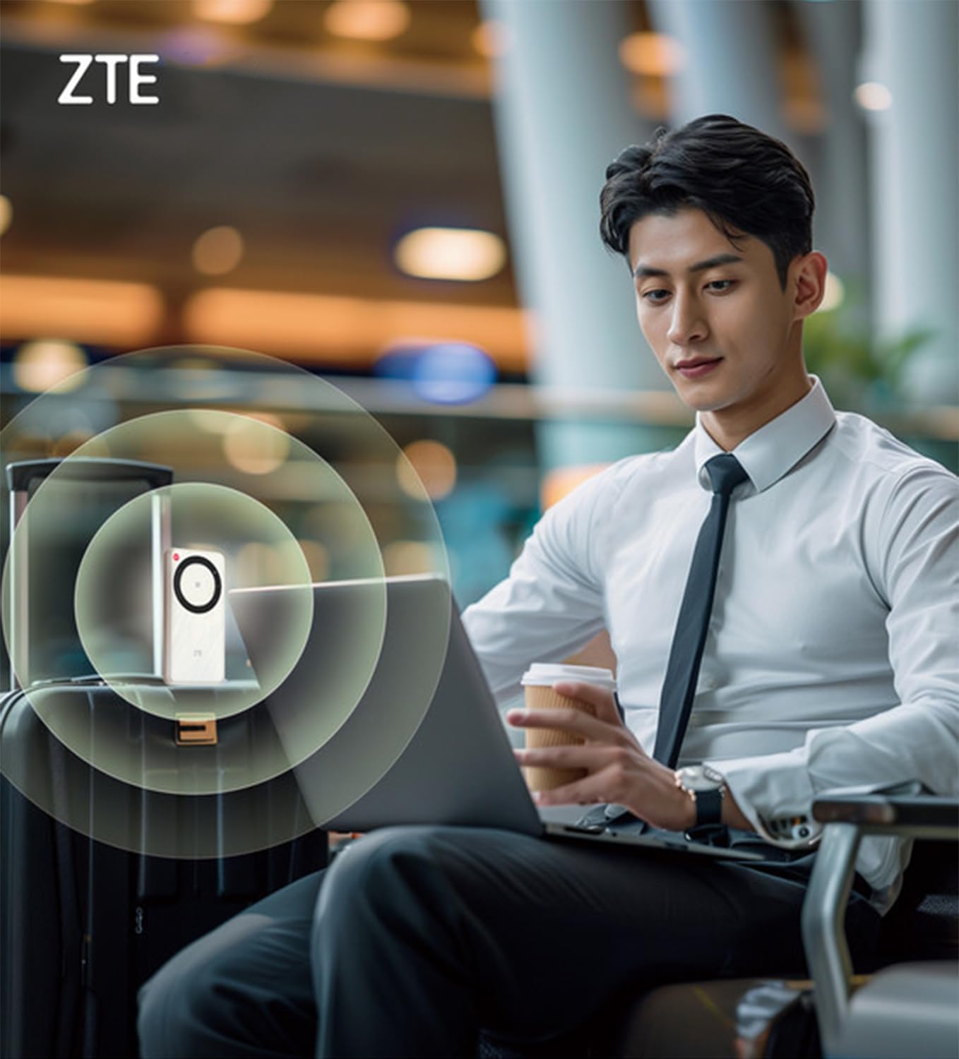 ZTE 5G Portable WiFi Mobile Router U30 Air,Intelligent Dual Network up to 650Mbps NFC One Touch Connect 4500mAh Large Battery Unlock Global version White
