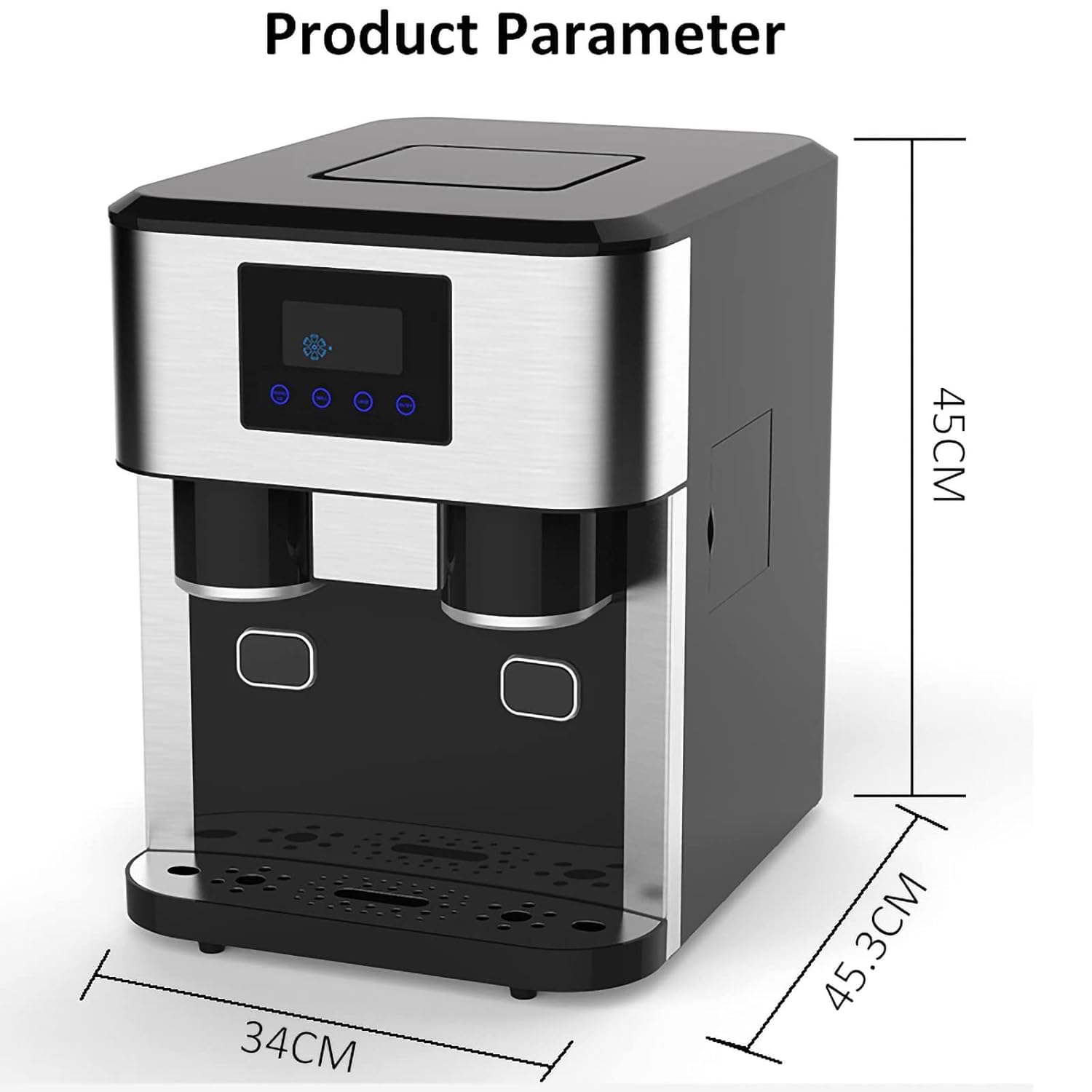 Fipka DLC Household Ice Making Crushed Ice Cold Water 3 in 1 Ice Machine, 8-12 Minutes Fast Ice Maker 18KG Per 24H, 150W DLC-37563 Automatic Portable Ice Maker for Home Office Bar Party