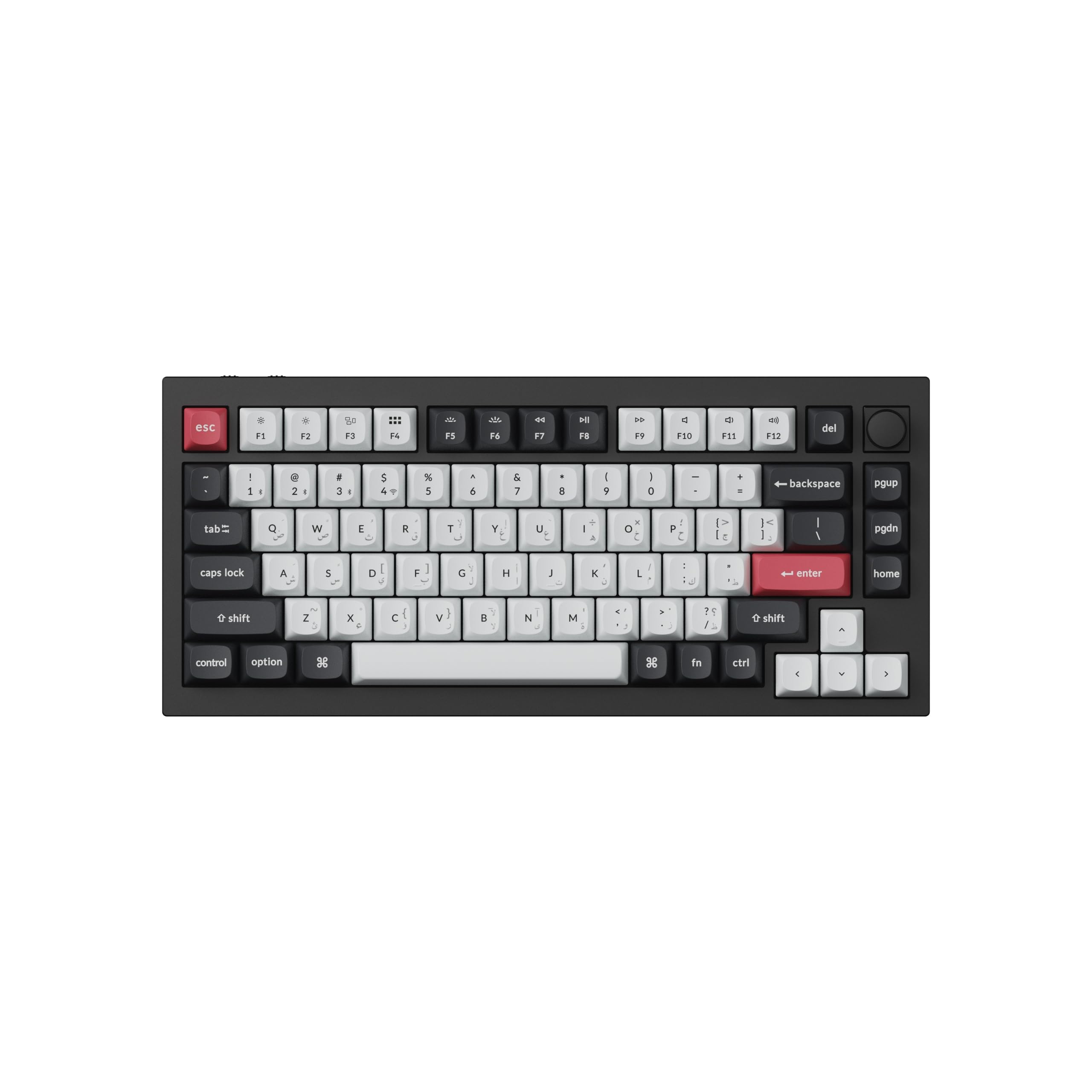 Keychron Q1 HE QMK Wireless Mechanical Keyboard – 75% (87-Key), Hall-Effect Magnetic Switches, Tri-Mode (2.4GHz/BT 5.1/Wired), Hot-Swappable, Arabic-English OSA PBT, Aluminum Gasket Mount