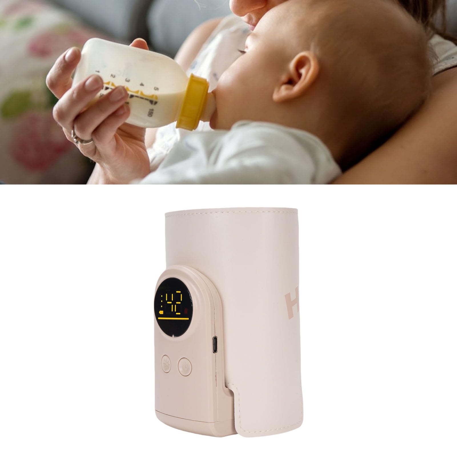 Portable Baby Bottle Warmer, Rechargeable 6 Gears Fast Baby Milk Warmer Wrap Auto Off, Equipped With Adjustable Temperature Levels, for Travel