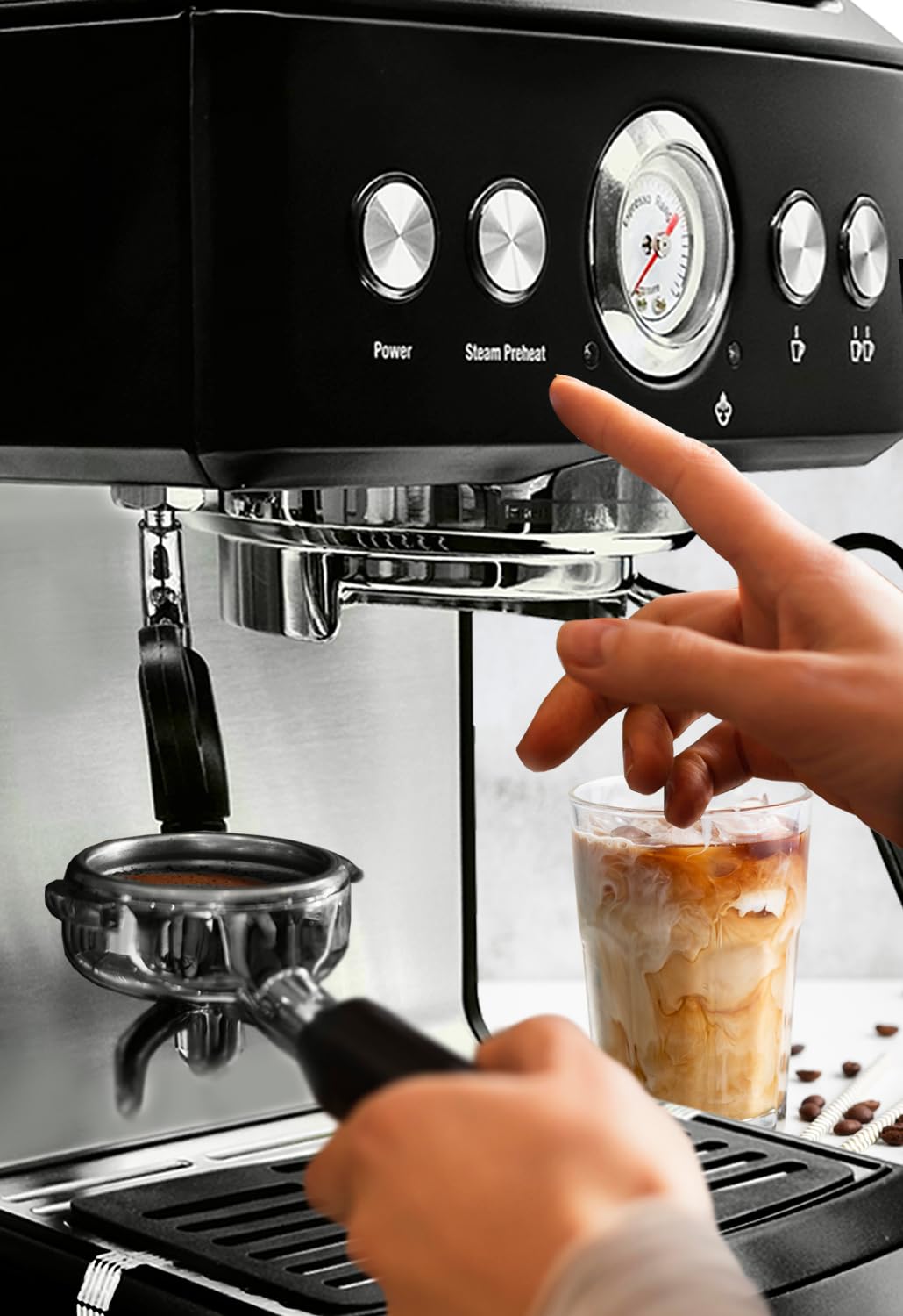 MEBASHI Commercial Coffee Machine, 2.1L Capacity, 20 Bar Pressure, (ME-CCM2051) (Black)| 1350W