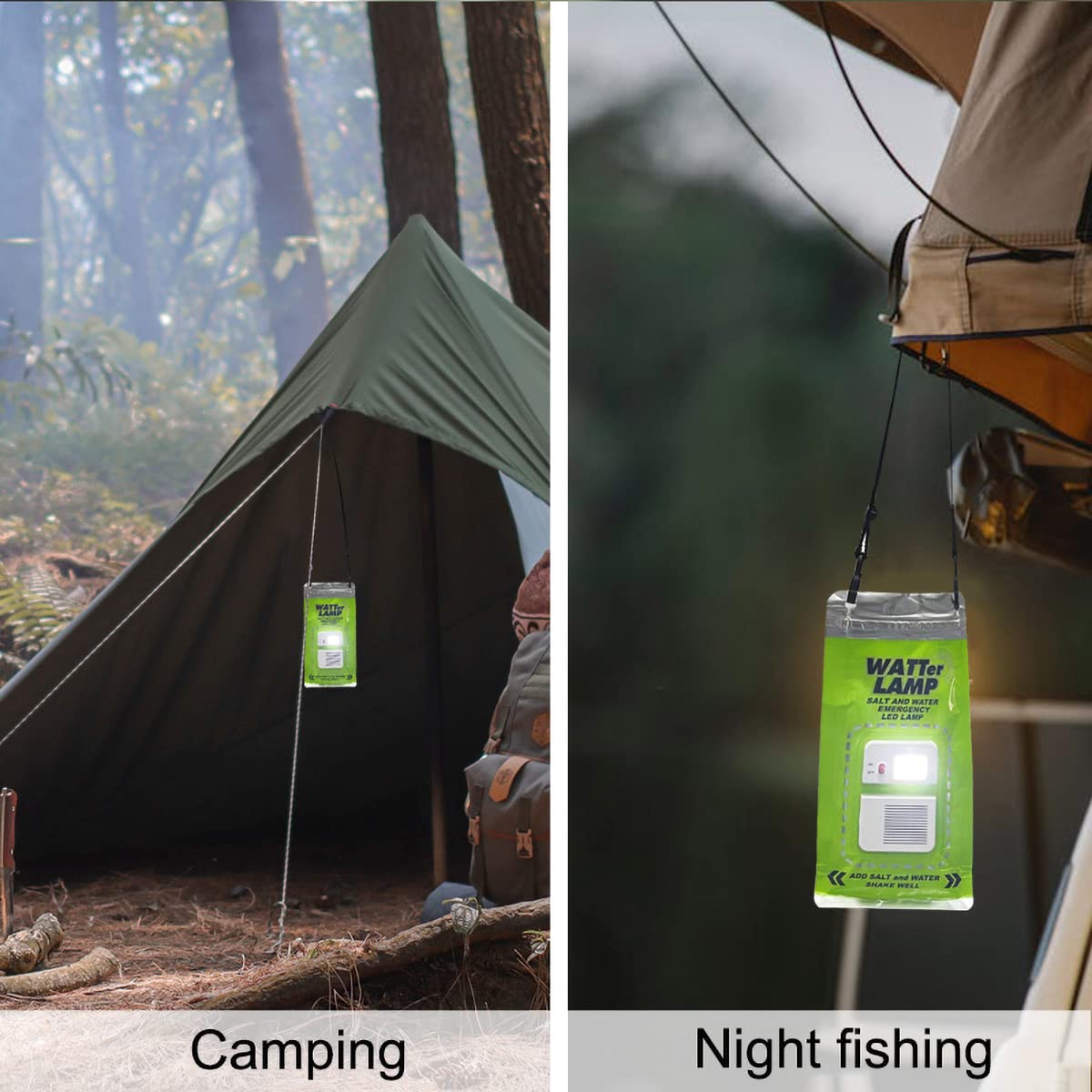 Camping LED Lights, Salt Water Emergency Lamp, White, Aluminium Magnesium Alloy, Outdoor, 1 PCS