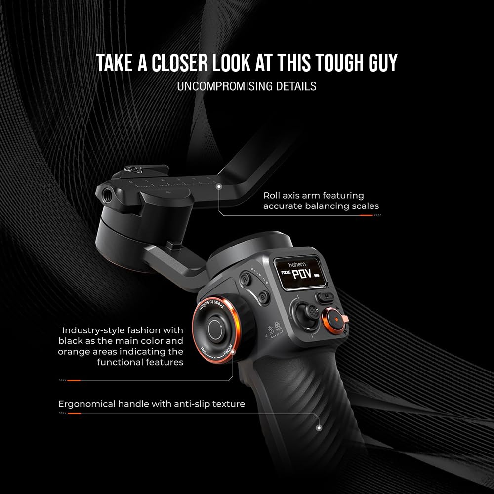 Hohem iSteady M6 Kit Gimbal Stabilizer for Smartphone 3-Axis with Magnetic Fill Light AI Vision Sensor for iPhone Android with 0.91-inch OLED Display Max Payload 400g,ideal for youtube vlog TikTok