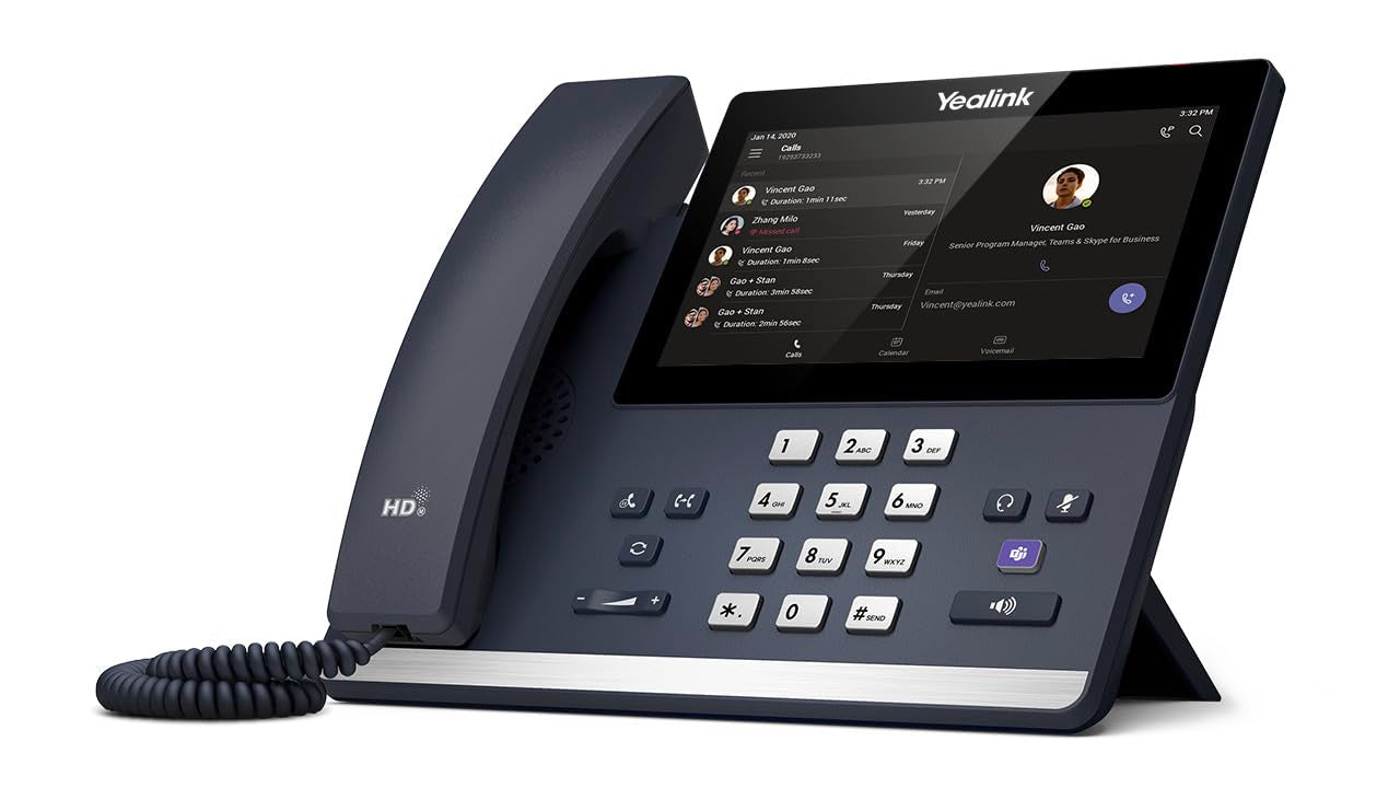 Yealink MP56 E2 Teams IP Phone, Android 13, Mid-Level, Compatible with Teams and Skype, 7-inch Touchscreen, HD Audio, Teams Button, Supports Office 365