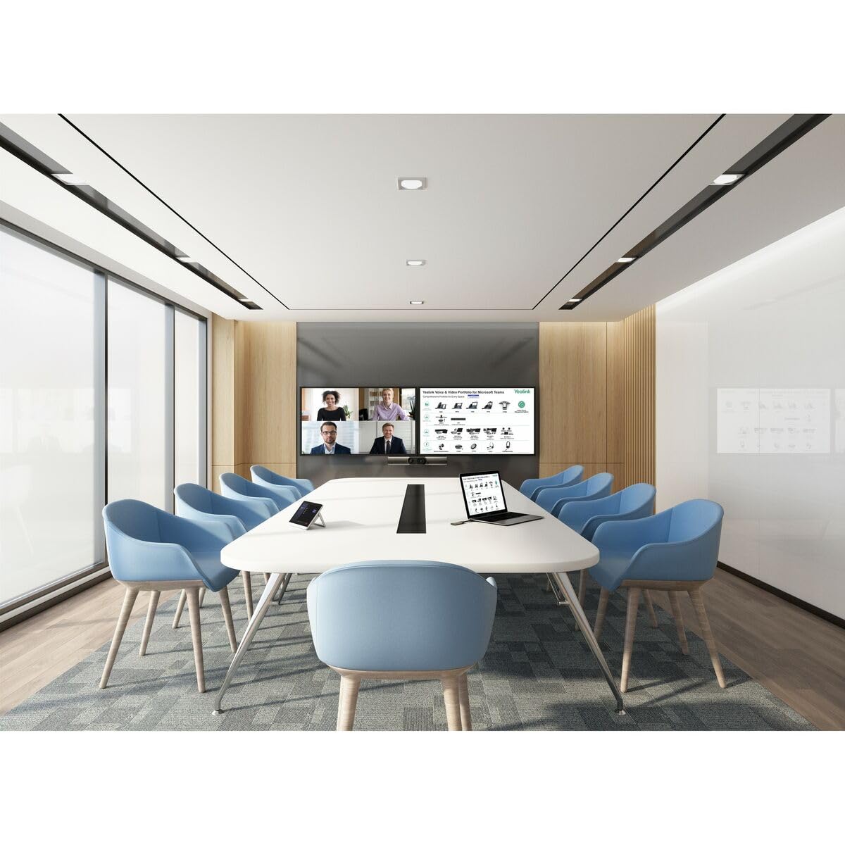 Yealink A30-020 Teams Fully Equipped Video Collaboration Bar/Meeting Bar for Medium Meeting Room - Set A30+CTP18 Touch Panel