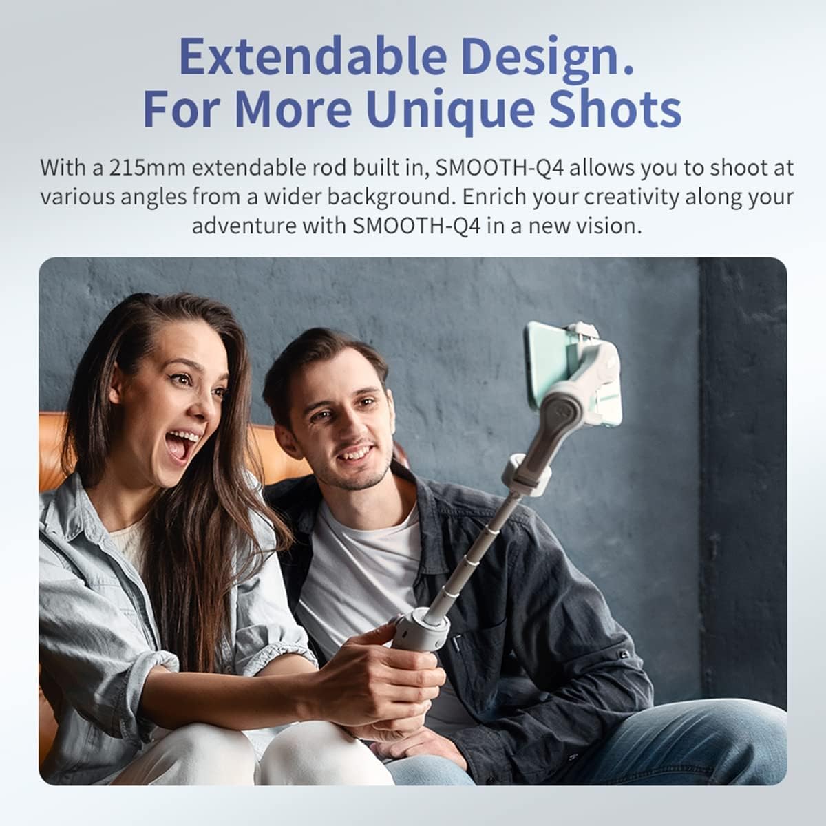 Zhiyun Smooth Q4 Combo Gimbal Stabilizer for Smartphones, Built-in 215mm Extension Rod, 5500K Magnetic Fill Light, Compatible with Android and iPhone for Video Blogging, TikTok, and YouTube