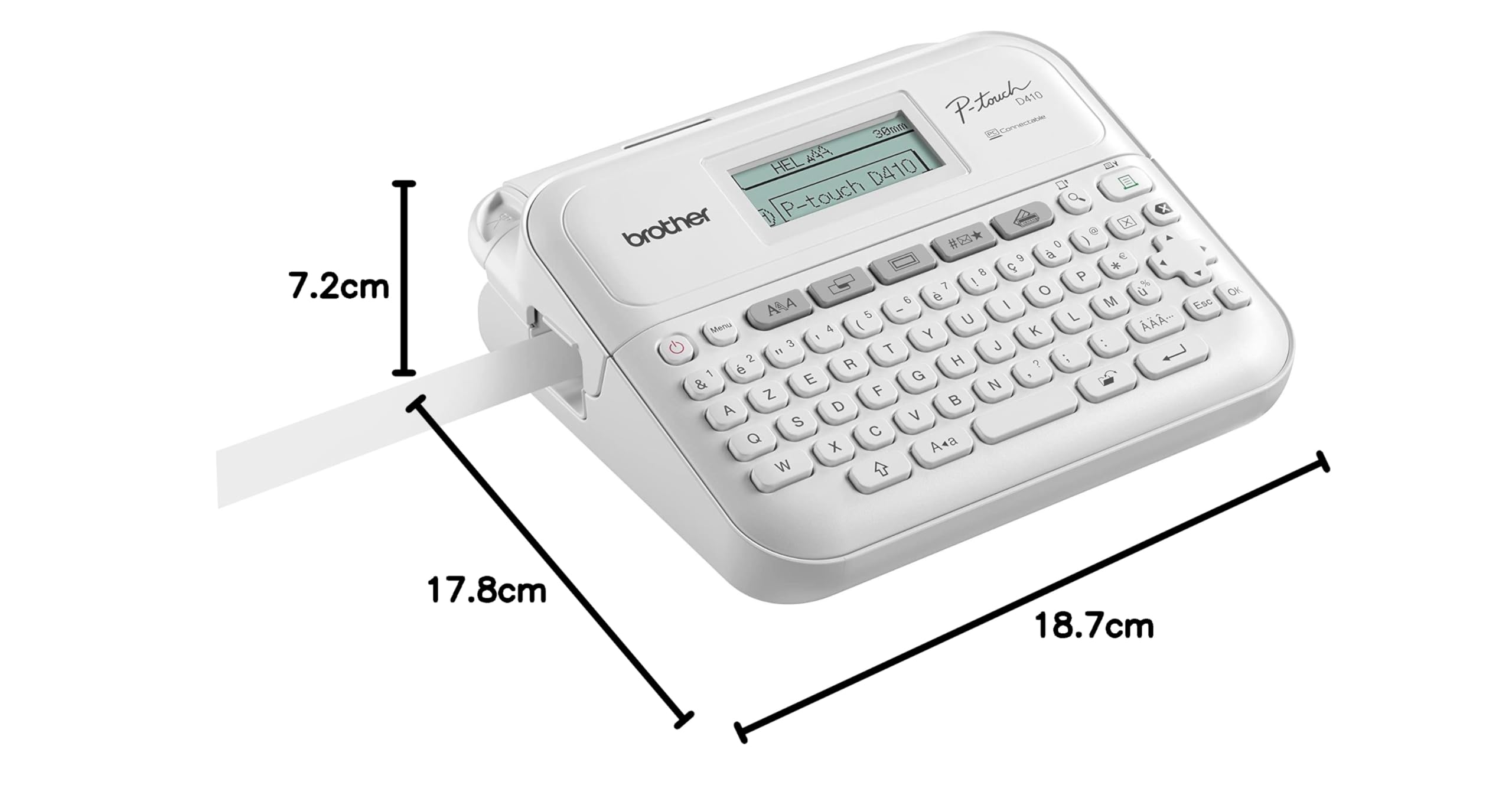 بروذر بي تاتش PT-D410VP | صانع ملصقات للمكتب والمنزل | مع حقيبة حمل متضمنة | لاشرطة تي زد اي بعرض 3.5 الى 18 ملم | حتى 20 ملم/ثانية