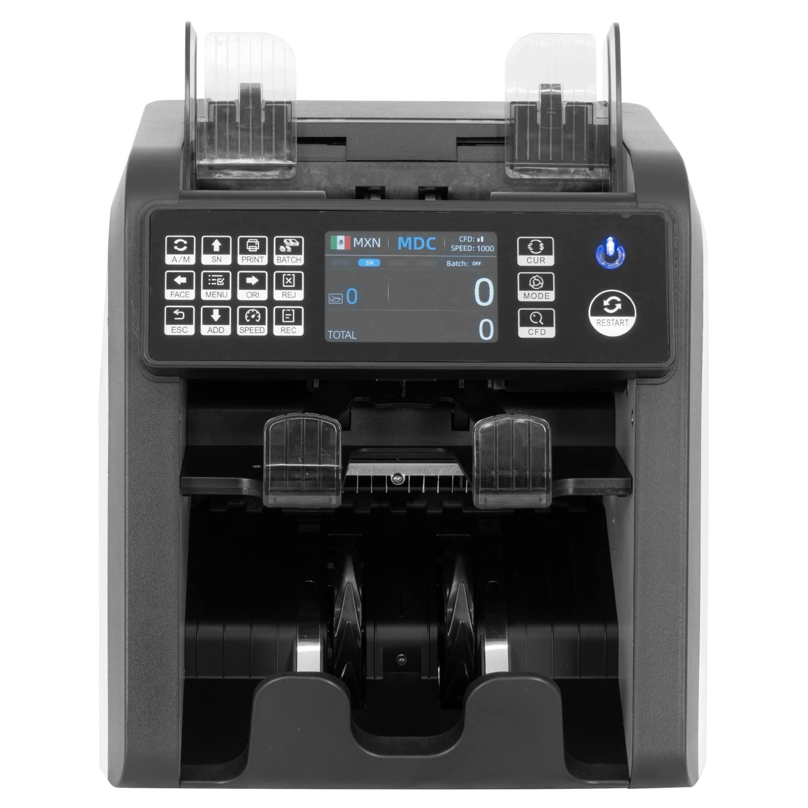 GUARDEX Bill Counter, 1200 Bills Per Minute + 4 Modes of Use + Light & UV/MG/IR Sensors, Bank Grade, Multiple Currencies