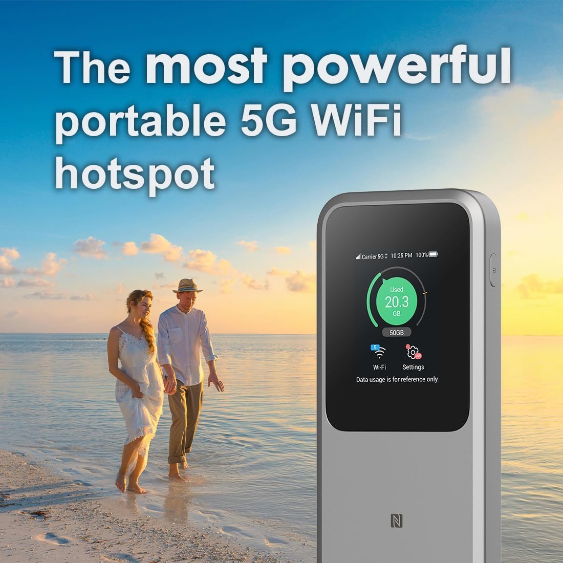 جهاز توجيه ZTE 5G Pocket WiFi 6 U50 Pro، نقطة اتصال محمولة 5G Broadband Modem Unlock الإصدار العالمي - رمادي