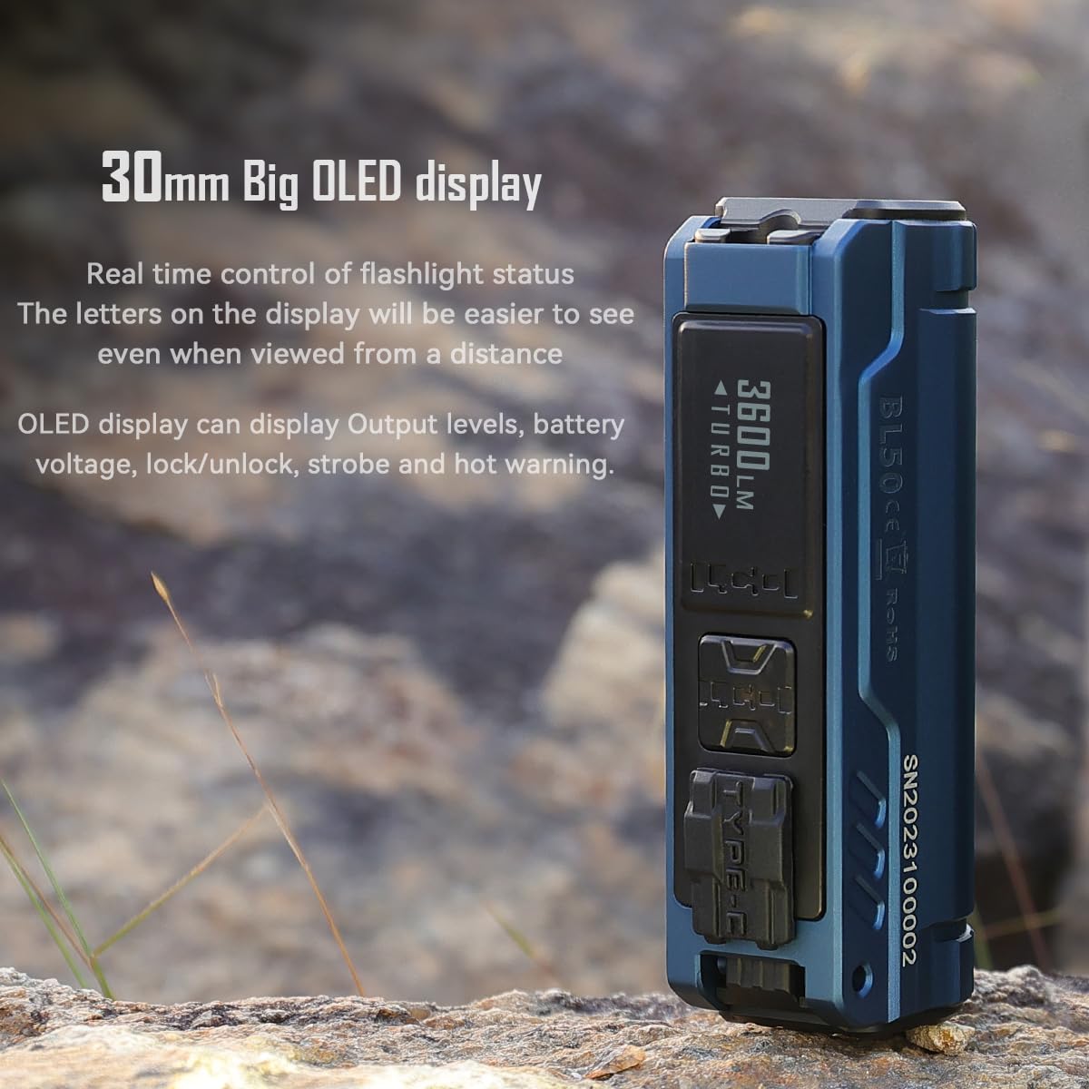 IMALENT BL50 EDC Flashlight with 365nm UV LED, XHP50.3 HI LED,3600 Lumens,TYPE-C Rechargeable Flashlight,Professional Powerful LED Flashlight for Outdoor, Emergency and Daily Life Use. (Black)