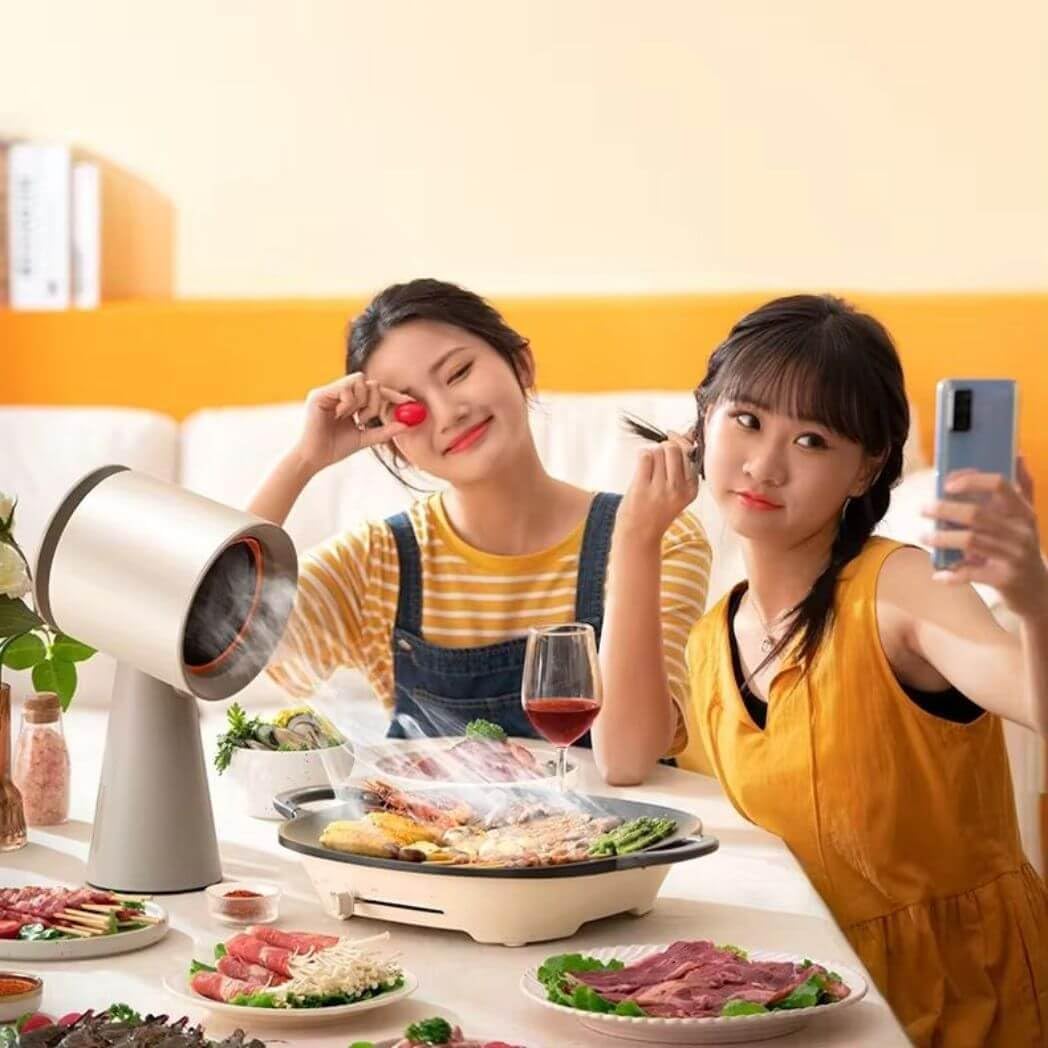 شفاط محمول لسطح الطاولة T1 – 3 مستويات لتدفق الهواء، منخفض الضوضاء، فلتر قابل للغسل - مزيل الزيت والدخان المحمول للطعام