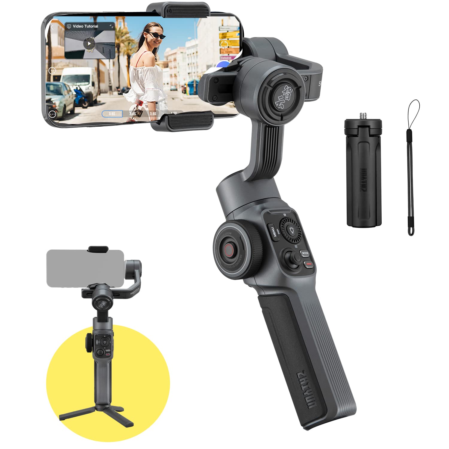 Zhiyun Smooth 5 Professional Smartphone Gimbal Stabilizer, 3-Axis Phone Gimbal Video,Compatible with iPhone 13 Pro Max Mini 12 11 XS X XR 8 Android ISO