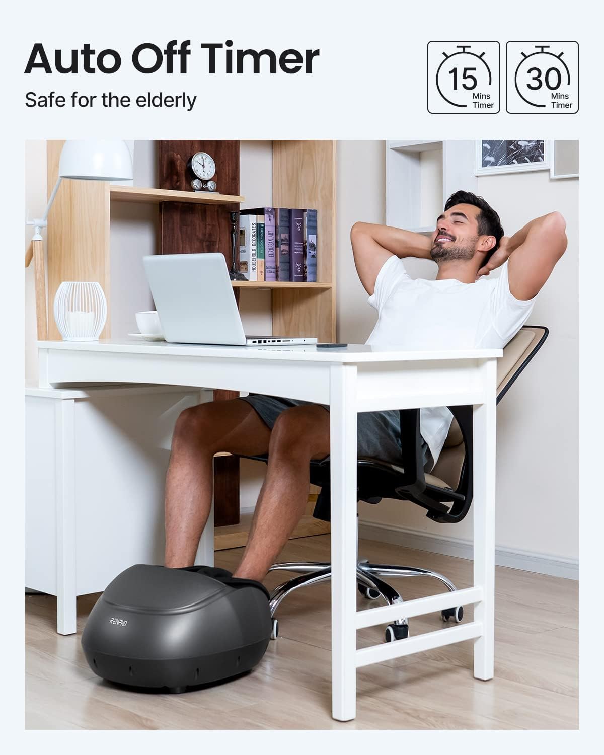 Renpho RF-FM059R-BK,RENPHO Foot Massager Machine with Heat and Remote, Deep Kneading, Delivers Relief for Tired Muscles and Plantar Fasciitis,Fits feet up to Unisex Size 12-Black