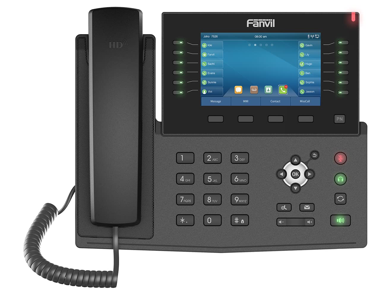 Fanvil X7C Enterprise VoIP Phone with 5-inch Color Touch Screen, 20 SIP Lines, and Dual-Port Gigabit Ethernet, Power Adapter Not Included