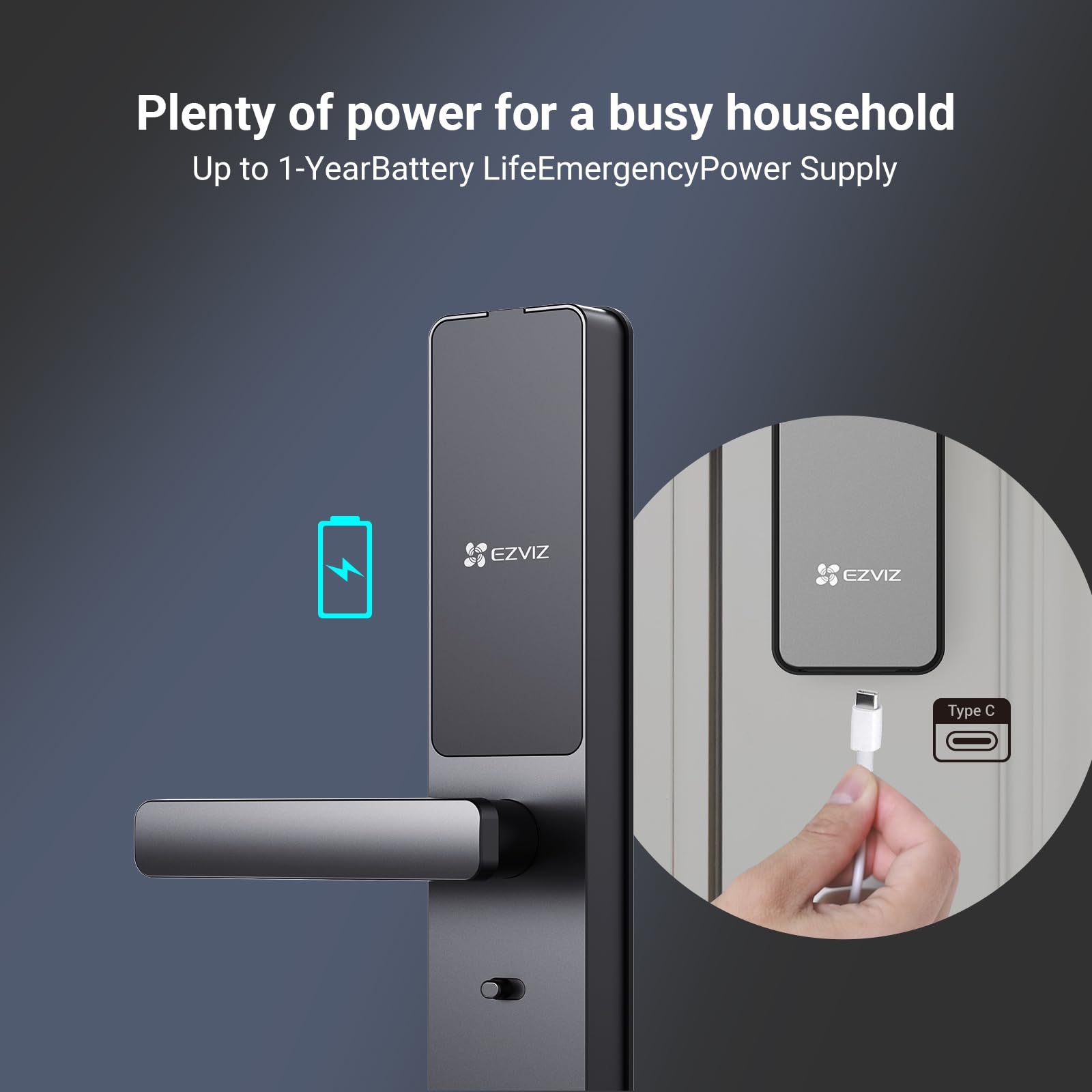 EZVIZ Smart Lock DL05, 7-in-1 Keyless Entry Door Lock, with Fingerprint Access, Multiple Unlock Options, Instant Alerts, Weather-Resistant, Child Safety Privacy Control (DL05-Grey, 6068 Mortise)