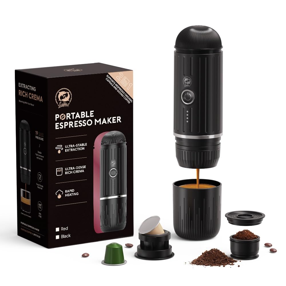 i Cafilas Portable Coffee Maker Travel Espresso Machine 120W, 19 Bar Pressure 7500mAh Rechargeable Battery Version Portable On the Go for Camping, Driving, Home and Office Travelling