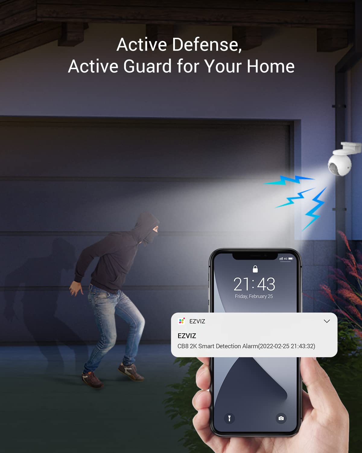 EZVIZ 2K Security Camera Outdoor Wireless, 360° PTZ Auto Tracking, Color Night Vision,WiFi Camera Surveillance Exterieur Home, Human Detection, Two Way Audio, Alexa,10400mAh, CB8 Kit with Solar Panel