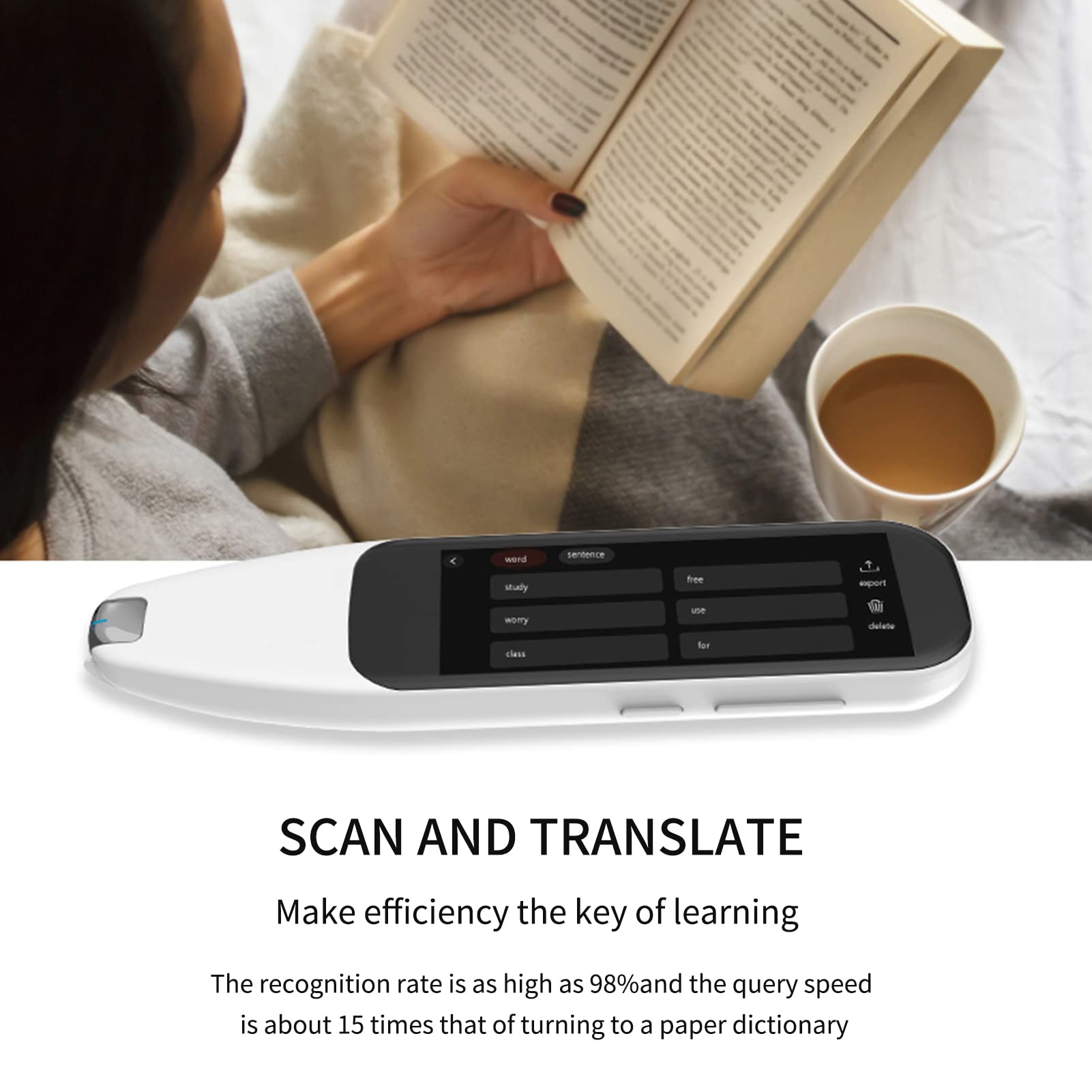 Alisa scanning pen，Dictionary Translation Pen Scanner Text Scanning Reading Translator Device Multilingual Scanner WiFi/Hotspot Connection/Offline Recording Pen Support 112 Languages