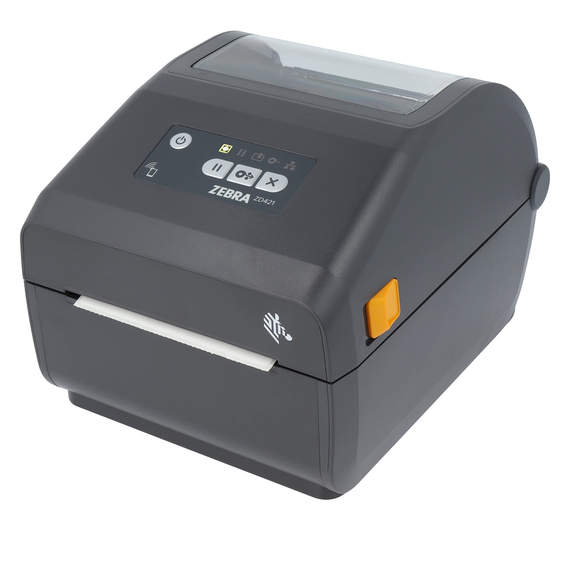 زيبرا تكنولوجيز طابعة ZD421d بحافة قابلة للتمزق - 203 نقطة لكل بوصة - حرارية مباشرة - 104 ملم كحد اقصى. عرض الطباعة، BTLE، USB، واجهات مضيف USB (ZD4A042-D0EM00EZ)، رمادي (داكن)