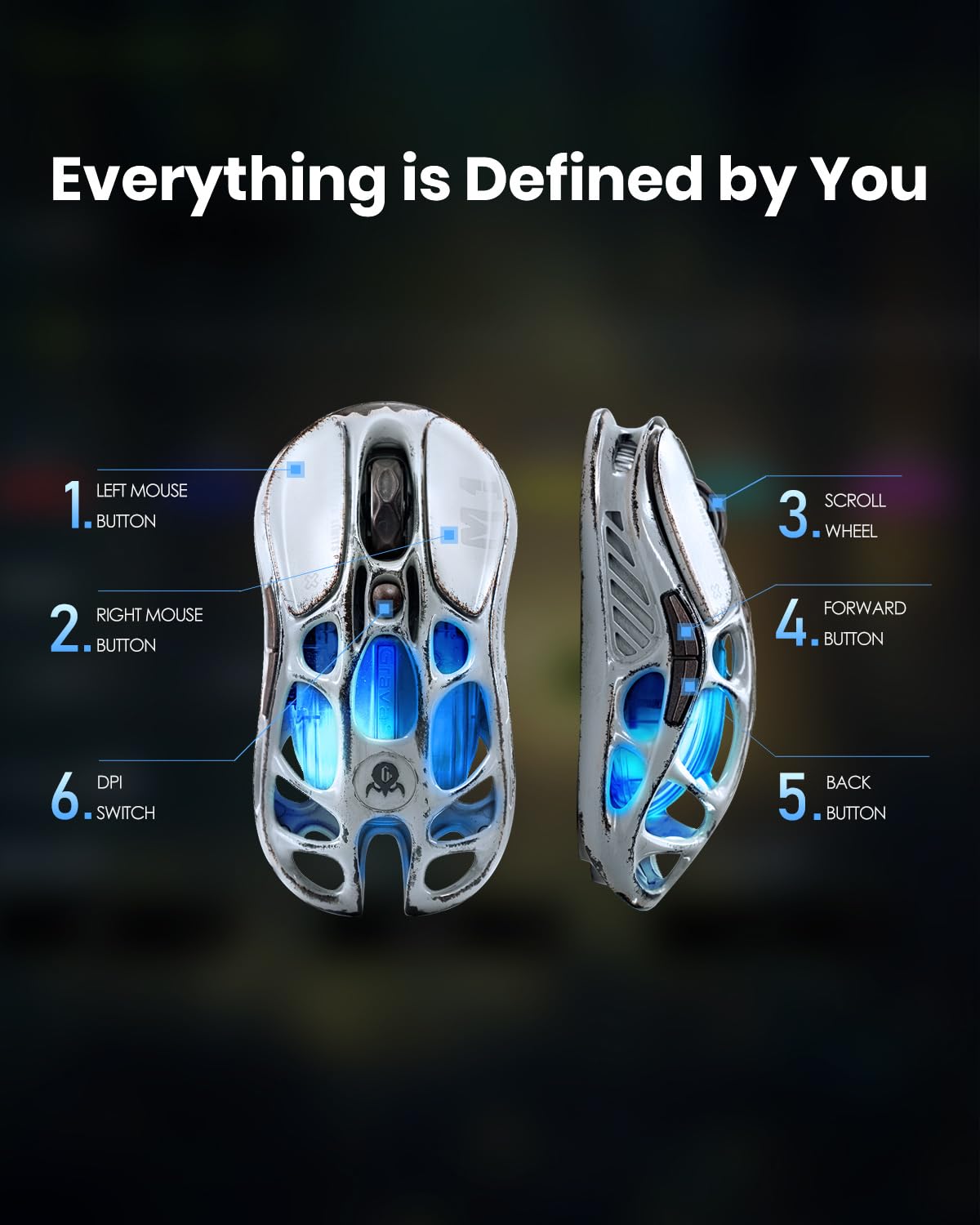 GravaStar Computer Mouse, Mercury M1 Pro Wireless Gaming Mouse with PAW3395DM Sensor, Magnesium Alloy Handcrafted Vintage Finish, 26000 DPI, 5 Programmable Buttons, Outfit with 1K & 4K Dongle