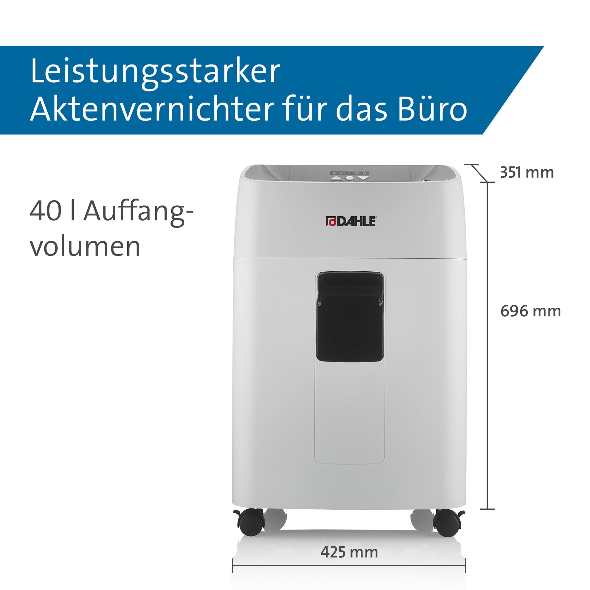 Dahle ShredMATIC 300 P4 Automatic Feed Shredder (300 Sheets, Particle Cut, Oil and Maintenance-Free, Automatic Paper Feeder), Grey