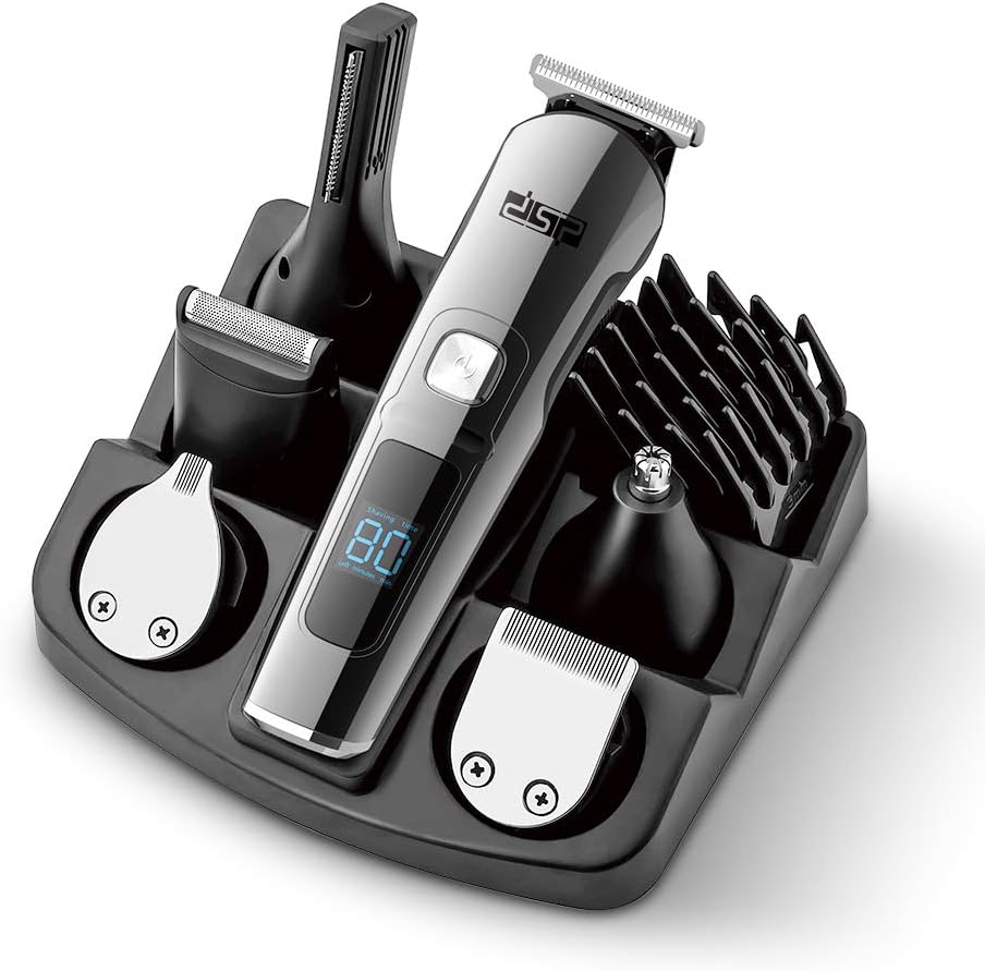 DSP Men's Facial Hair Trimmer Set, Beard and Nose Trimmer, Rechargeable via USB, IPX7 Waterproof