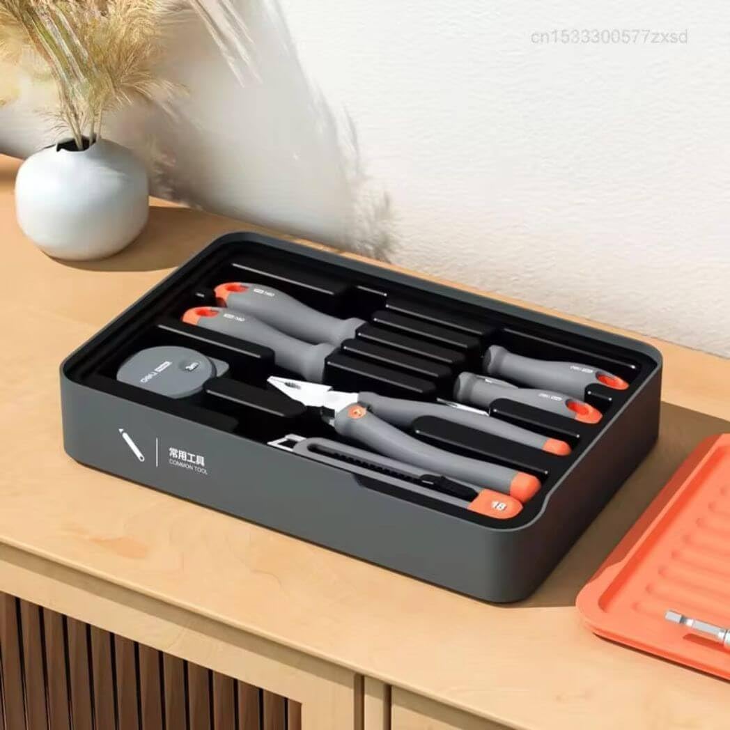 Deli H1001-ADEF Tools Home Layered Toolbox Hardware Tool Set Stacked Storage Box Multi-function Storage Box