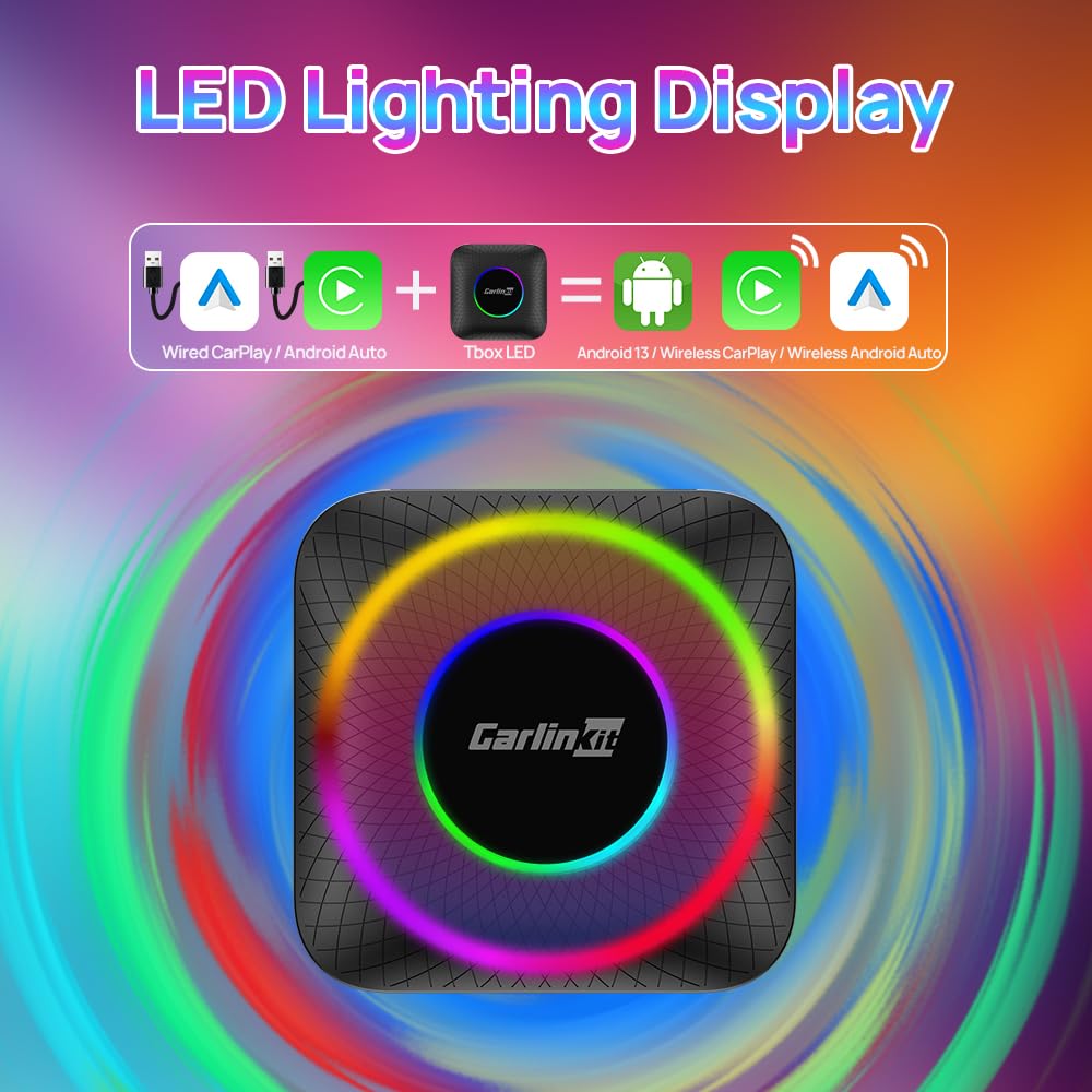 CarlinKit Ai Box CarPlay Android 13.0 for Wired CarPlay and Touchscreen Cars, Support YouTube/Netflix/TikTok/Google Play, Built-in 4G Net, 8-Core 8+128G