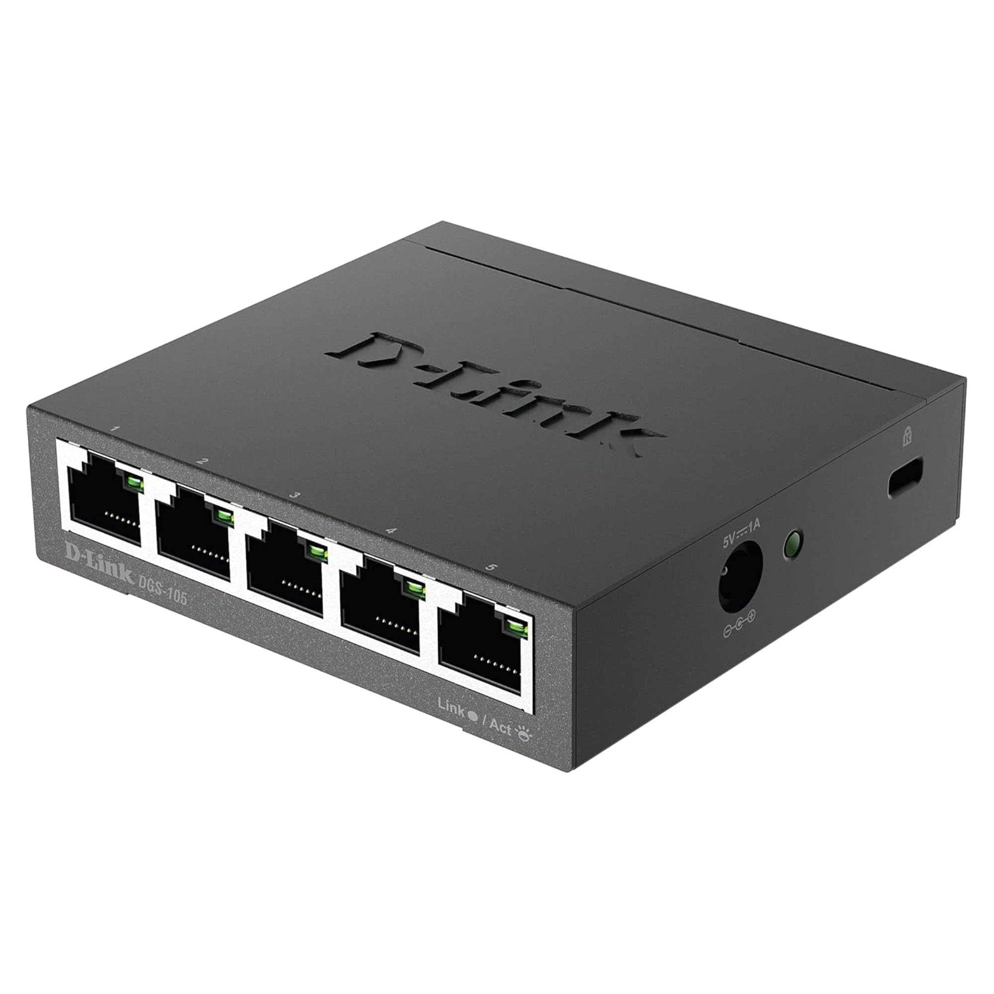 D-Link 5 Port Gigabit Unmanaged Metal Desktop Switch, Plug and Play (DGS-105)