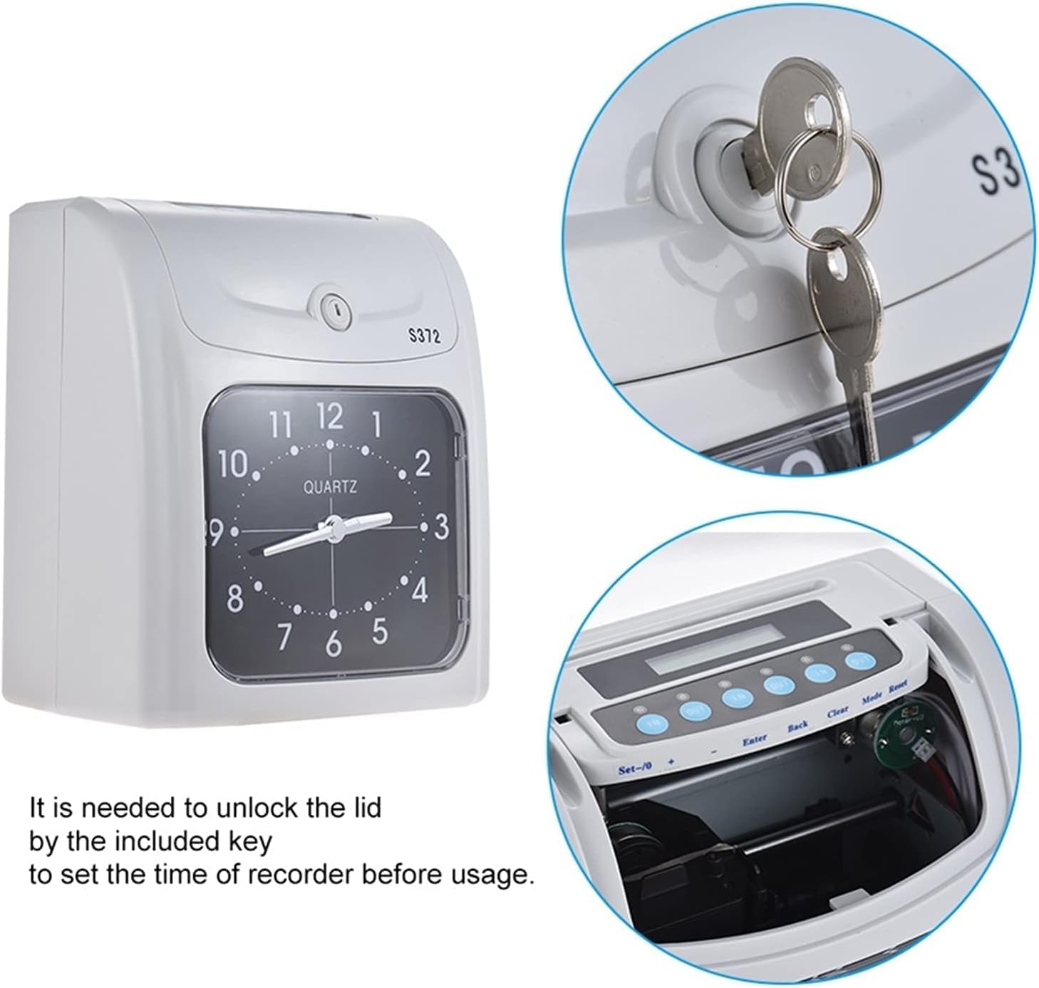 Fipka Electronic Employee Time Clock with Compact Design for Small Business, Attendance Time Recorder for Offices, Factories and Warehouses
