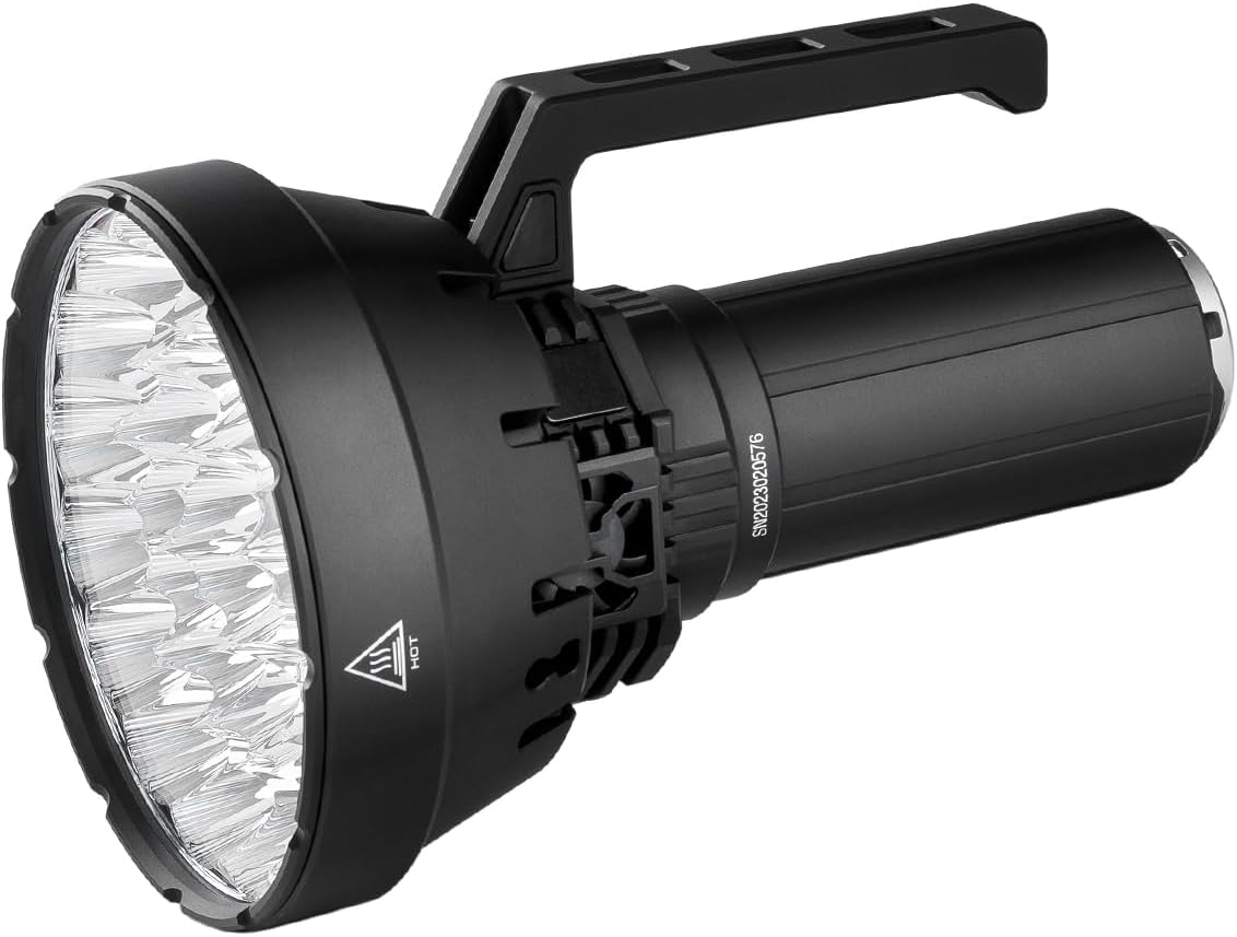 ايمالينت مصباح يدوي SR32 بسطوع 120000 لومن، 32 مصباح LED عالي السطوع XHP 50.3، شحن سريع PD 100 واط، شاشة OLED، مصباح كشاف محمول باليد فائق السطوع للتخييم والبحث في الهواء الطلق