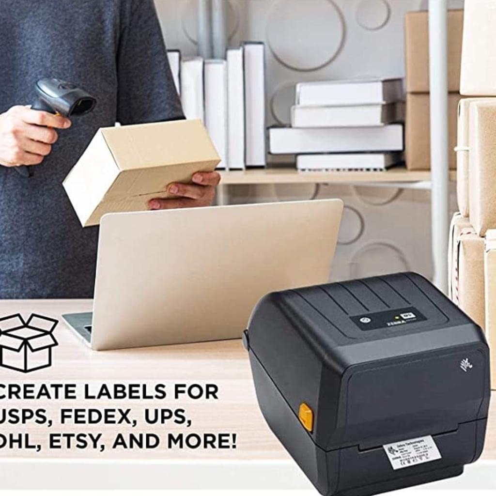 ZEBRA [ZD-220T] 4 Inch Barcode Printer | Direct Thermal | Thermal Transfer | Resolution 203DPI | USB | Office Label | Shipping Labels | Jewelry Labels | Transprent Label | Win/Andriod/iOS