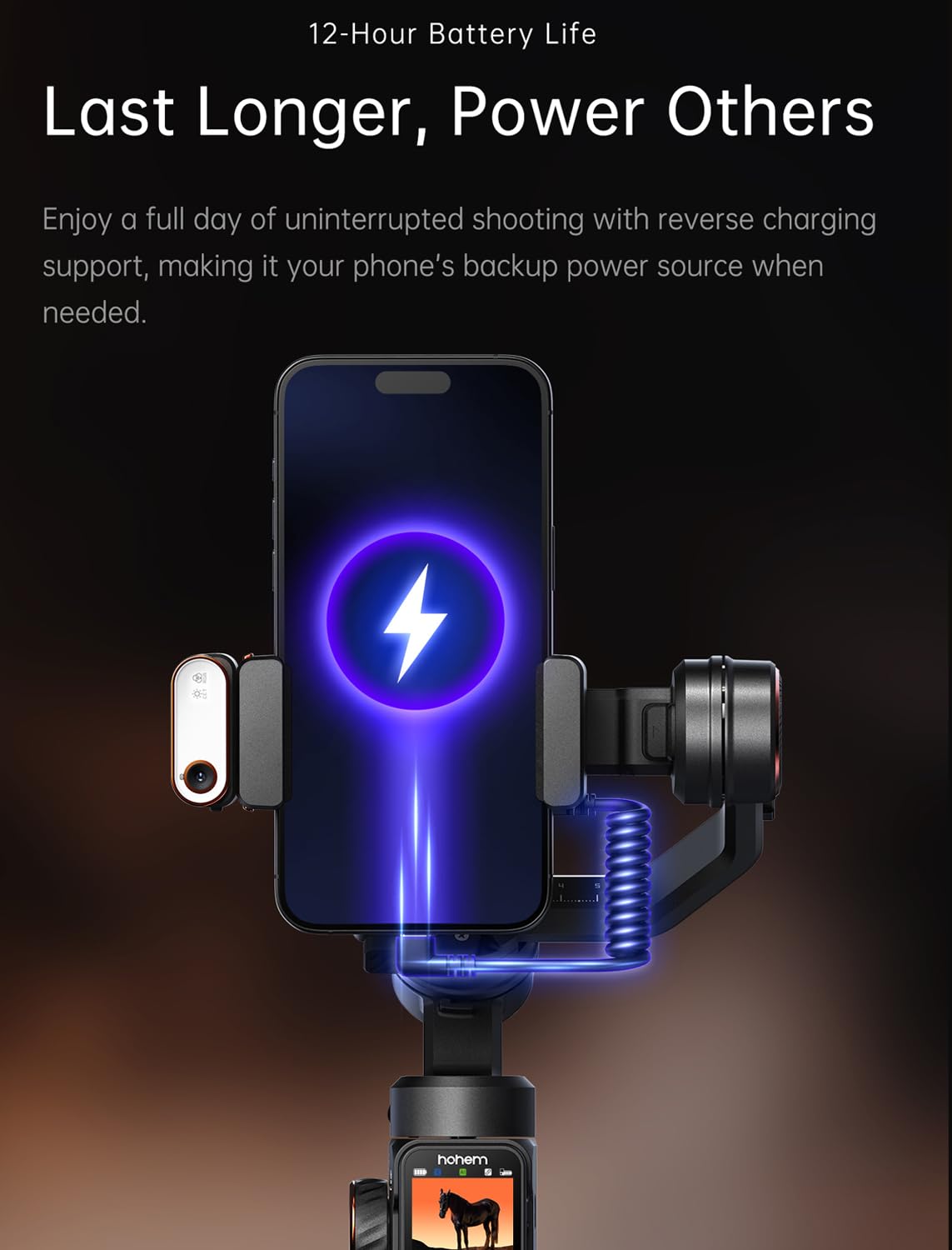 hohem iSteady M7 Gimbal Stabilizer for iPhone, 3-Axis Phone Gimbal with Magnetic AI Tracker Fill Light, Detachable Touchscreen Remote Controller, Built-in Extension Rod, 500g Payload