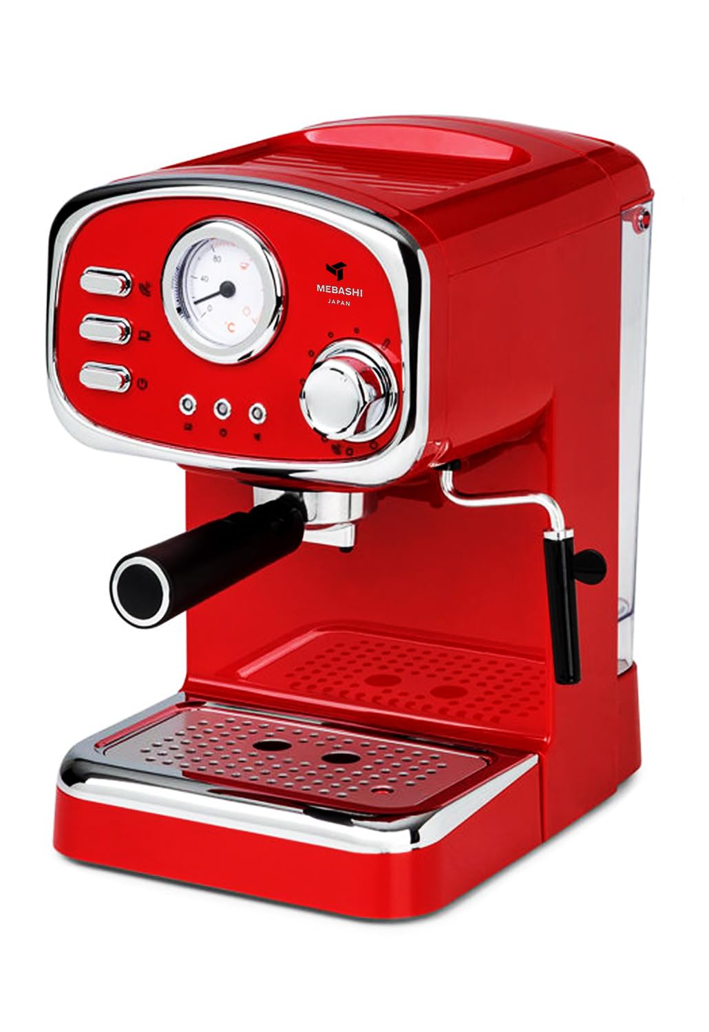 مايباشي ماكينة تحضير قهوة اسبريسو ME-ECM2010W - 20 بار، 1.25 لتر، اسود مع ميزان حرارة ومقبض بخار قابل للتعديل