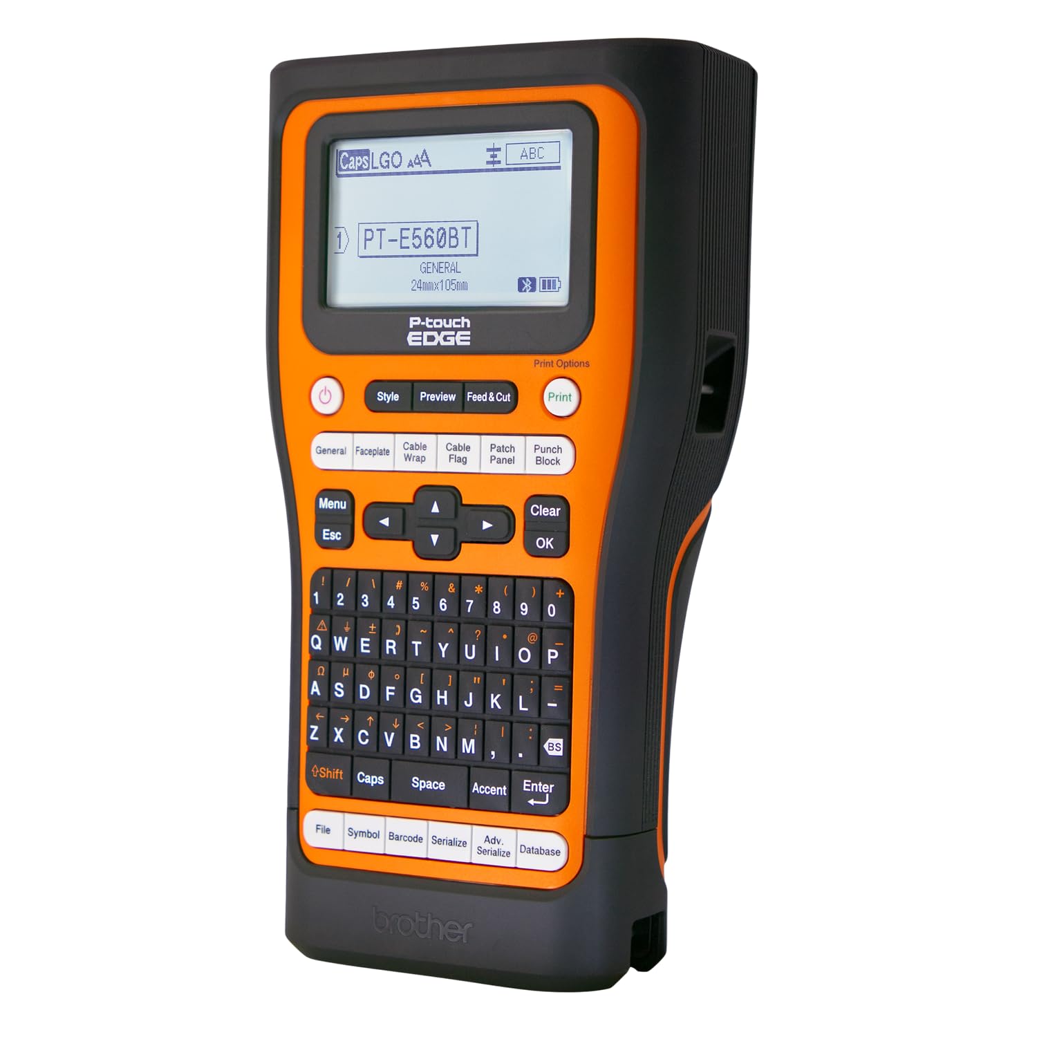 بروذر طابعة ملصقات صناعية محمولة باليد PT-E560BTVP P-Touch Edge مع بلوتوث وقاطع تلقائي مزدوج (حتى 24 ملم)