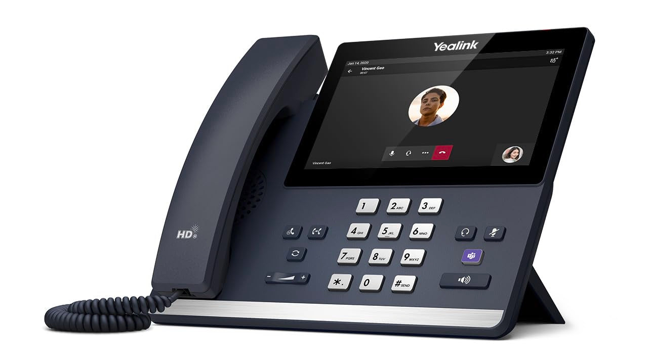 Yealink MP56 E2 Teams IP Phone, Android 13, Mid-Level, Compatible with Teams and Skype, 7-inch Touchscreen, HD Audio, Teams Button, Supports Office 365