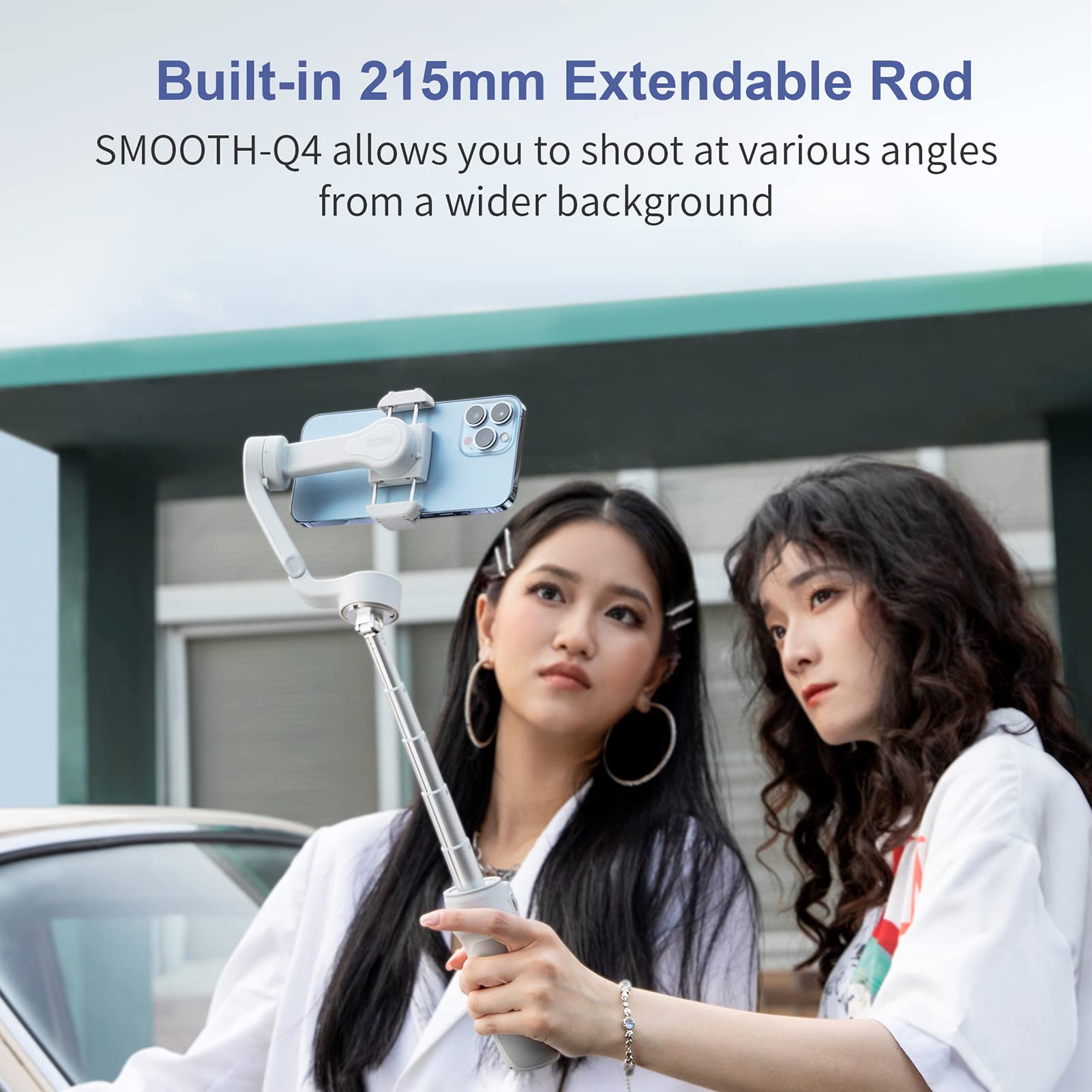 chelse Smooth-Q4 Combo Handheld 3-Axis Gimbal Stabilizer For Smartphone Portable Phone Vlog Gimbal Built-In 215Mm Extendable Rod Max. 280G Payload Supports Gesture Control Various Modes With Mini