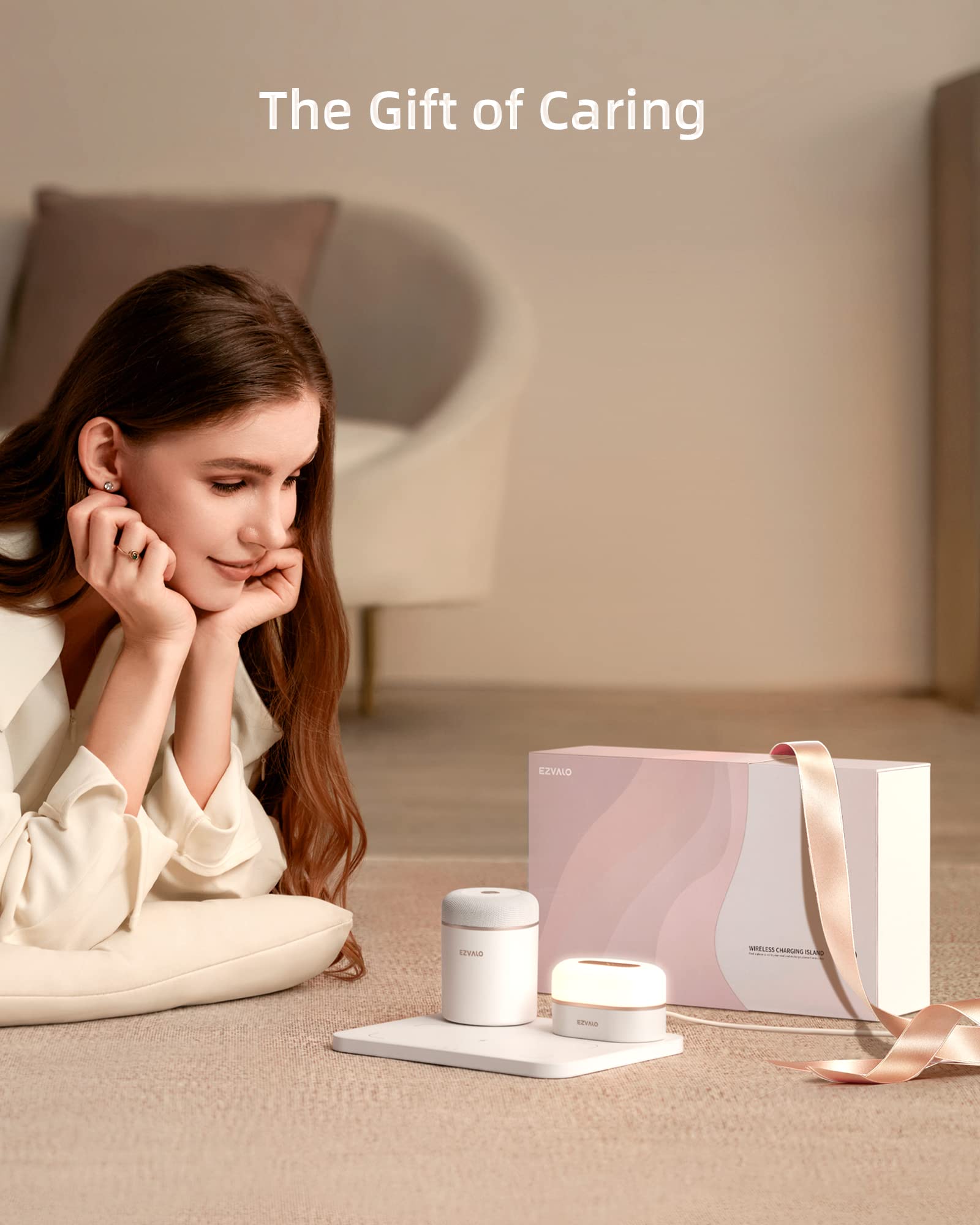 EZVALO Birthday Gifts for Women, Relaxing Gift Box for Women with Wireless Phone Charger, LED Night Light, Portable Speaker